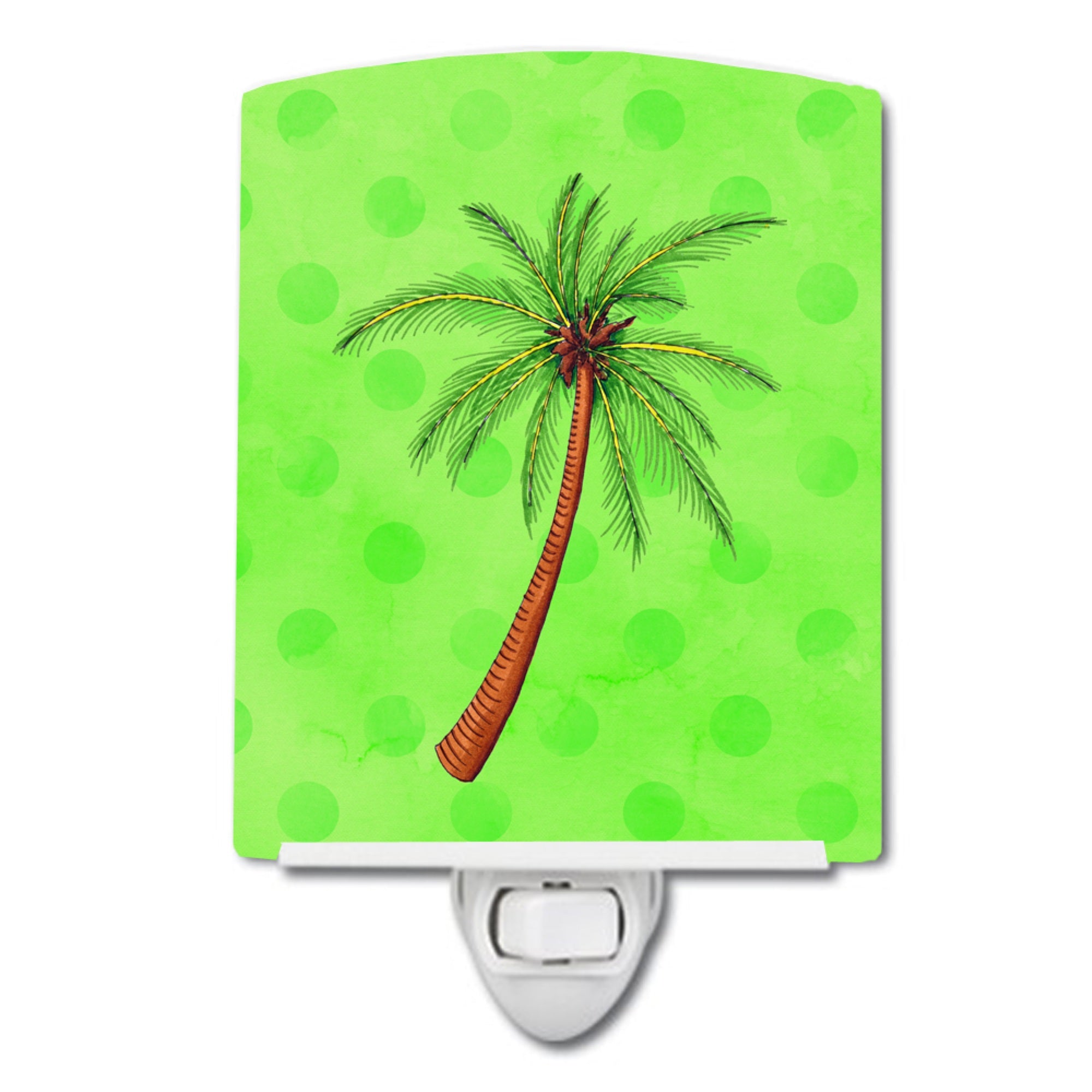  inchCarolines Treasures Palm Tree Green Polkadot Ceramic Night Light, 6x4, Multicolor inch