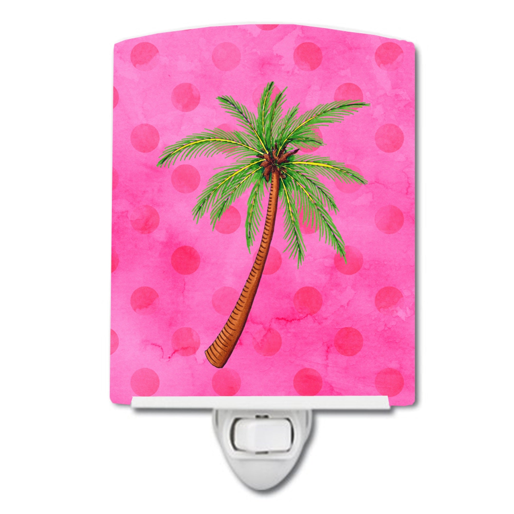  inchCarolines Treasures Palm Tree Pink Polkadot Ceramic Night Light, 6x4, Multicolor inch