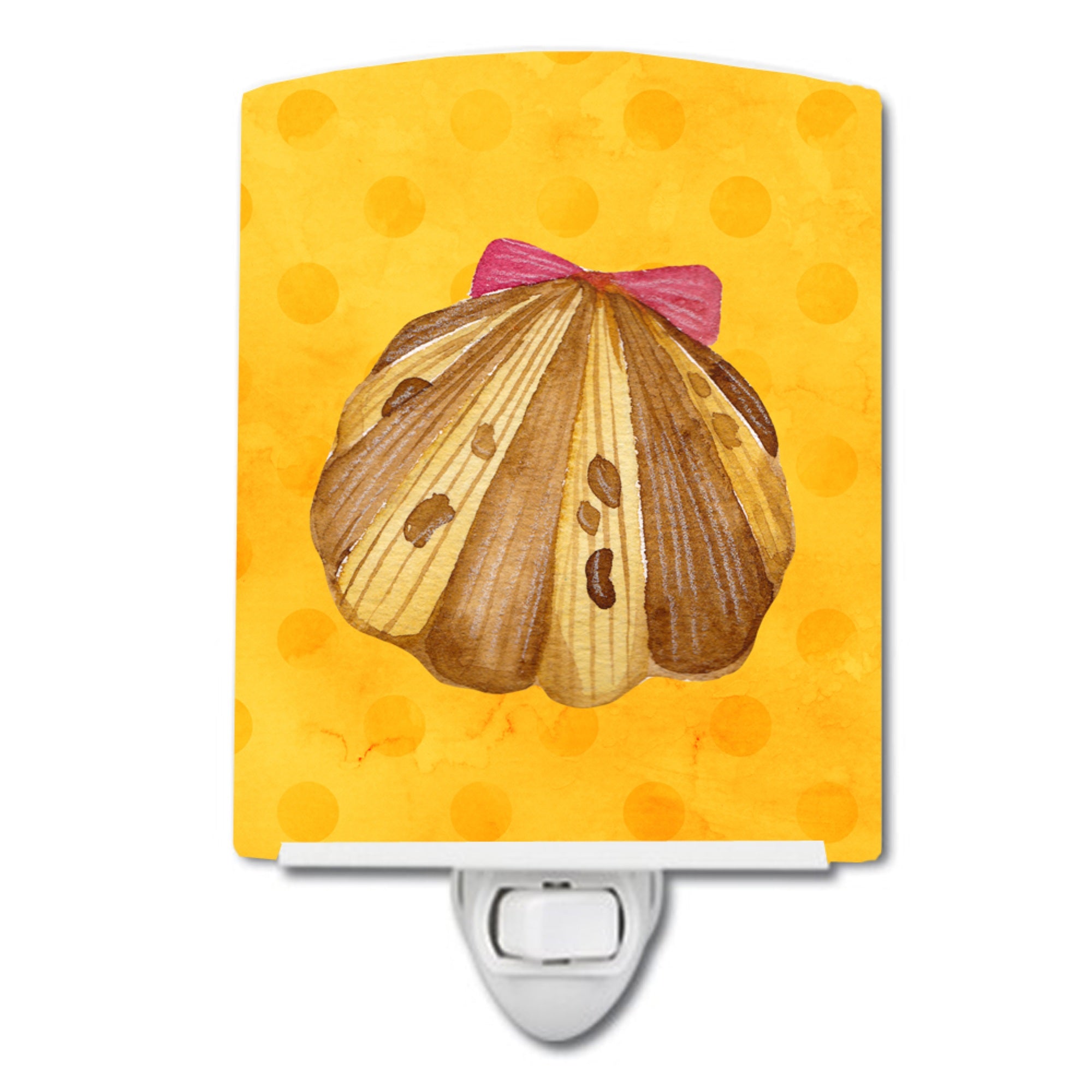  inchCarolines Treasures Sea Shell Yellow Polkadot Ceramic Night Light, 6x4, Multicolor inch