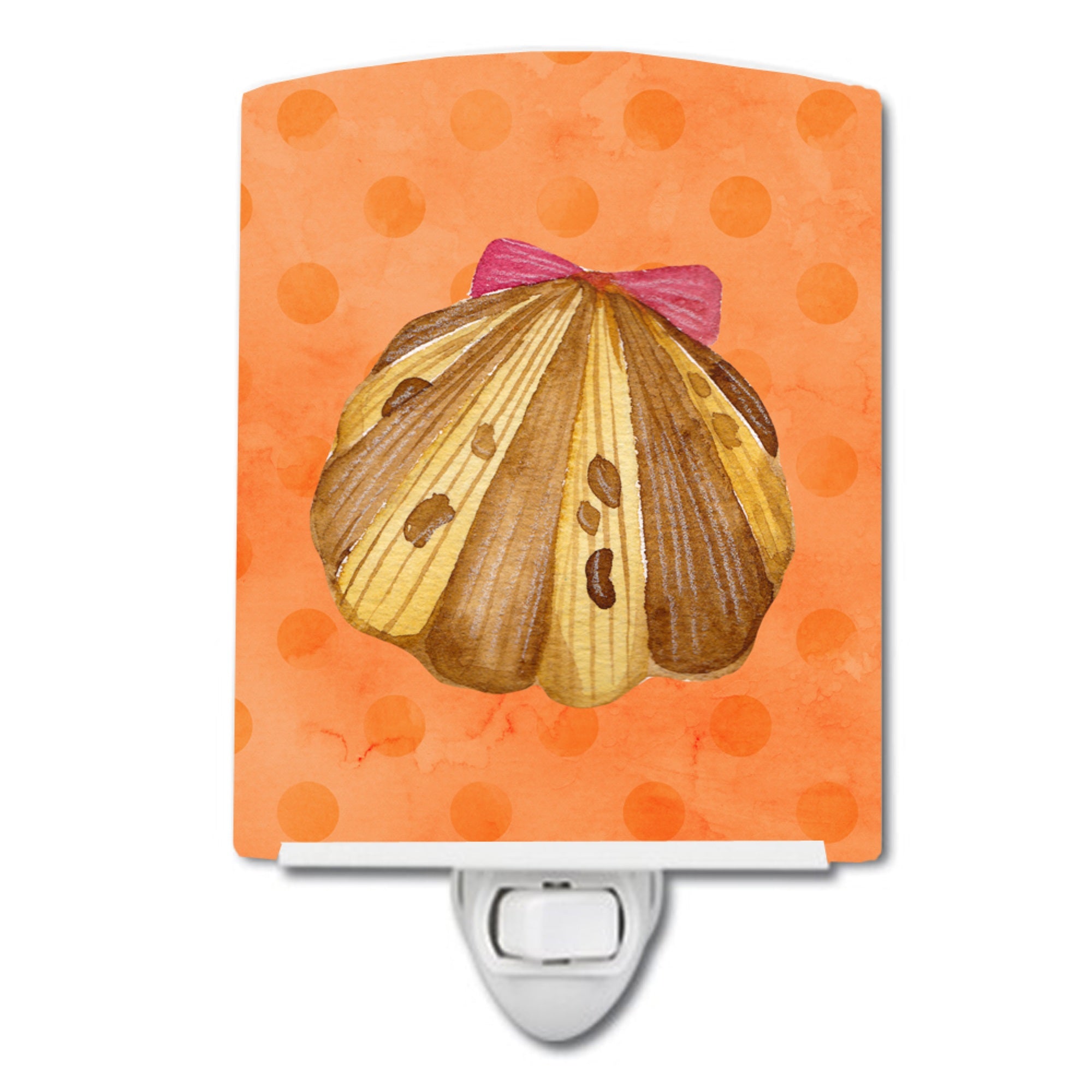  inchCarolines Treasures Sea Shell Orange Polkadot Ceramic Night Light, 6x4, Multicolor inch