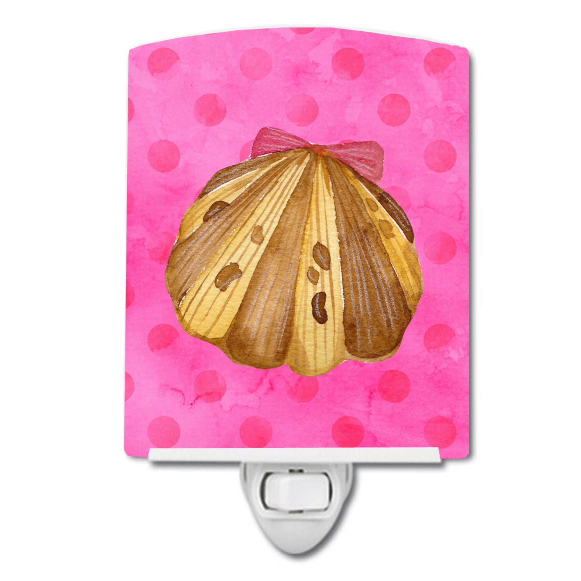  inchCarolines Treasures Sea Shell Pink Polkadot Ceramic Night Light, 6x4, Multicolor inch