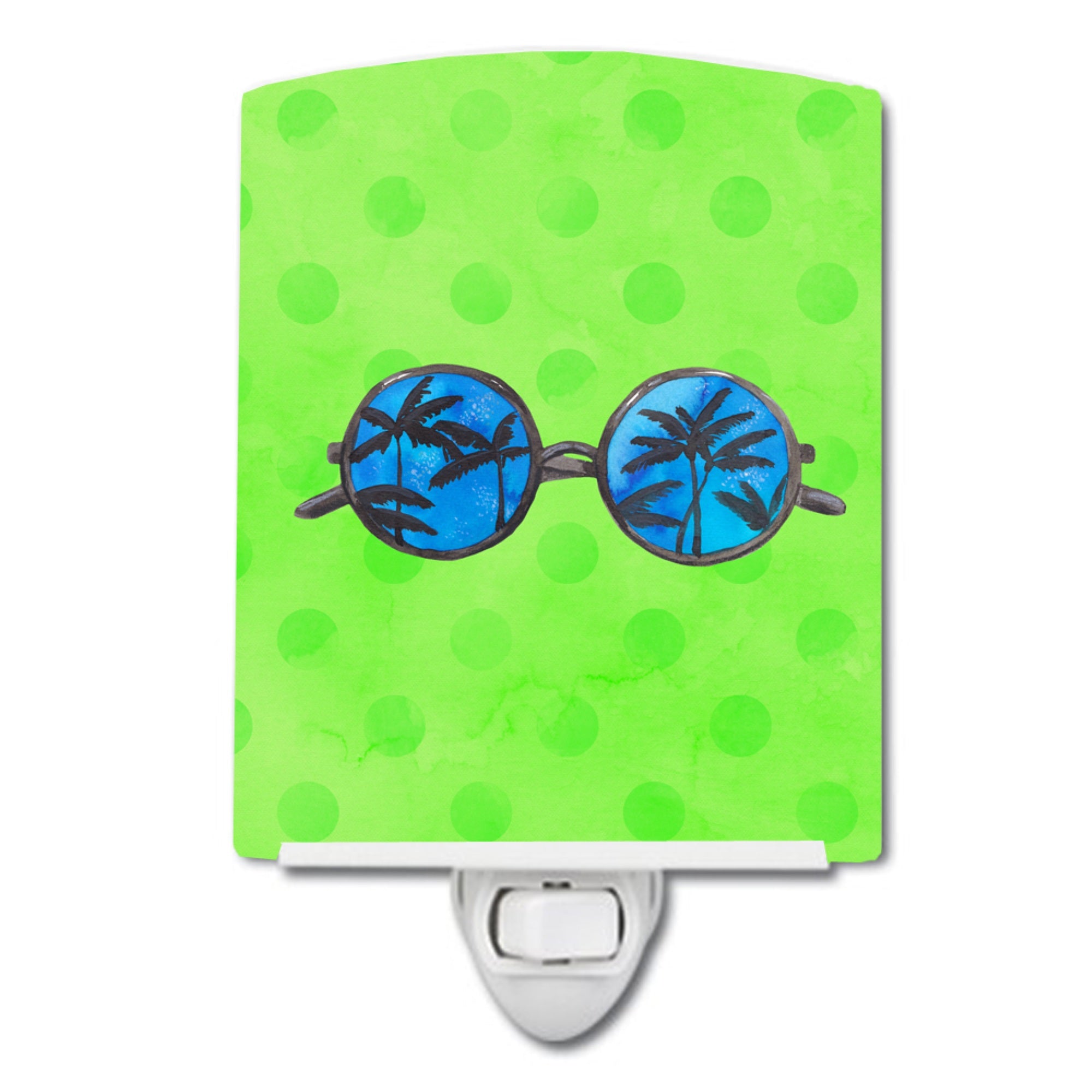  inchCarolines Treasures Sunglasses Green Polkadot Ceramic Night Light, 6x4, Multicolor inch