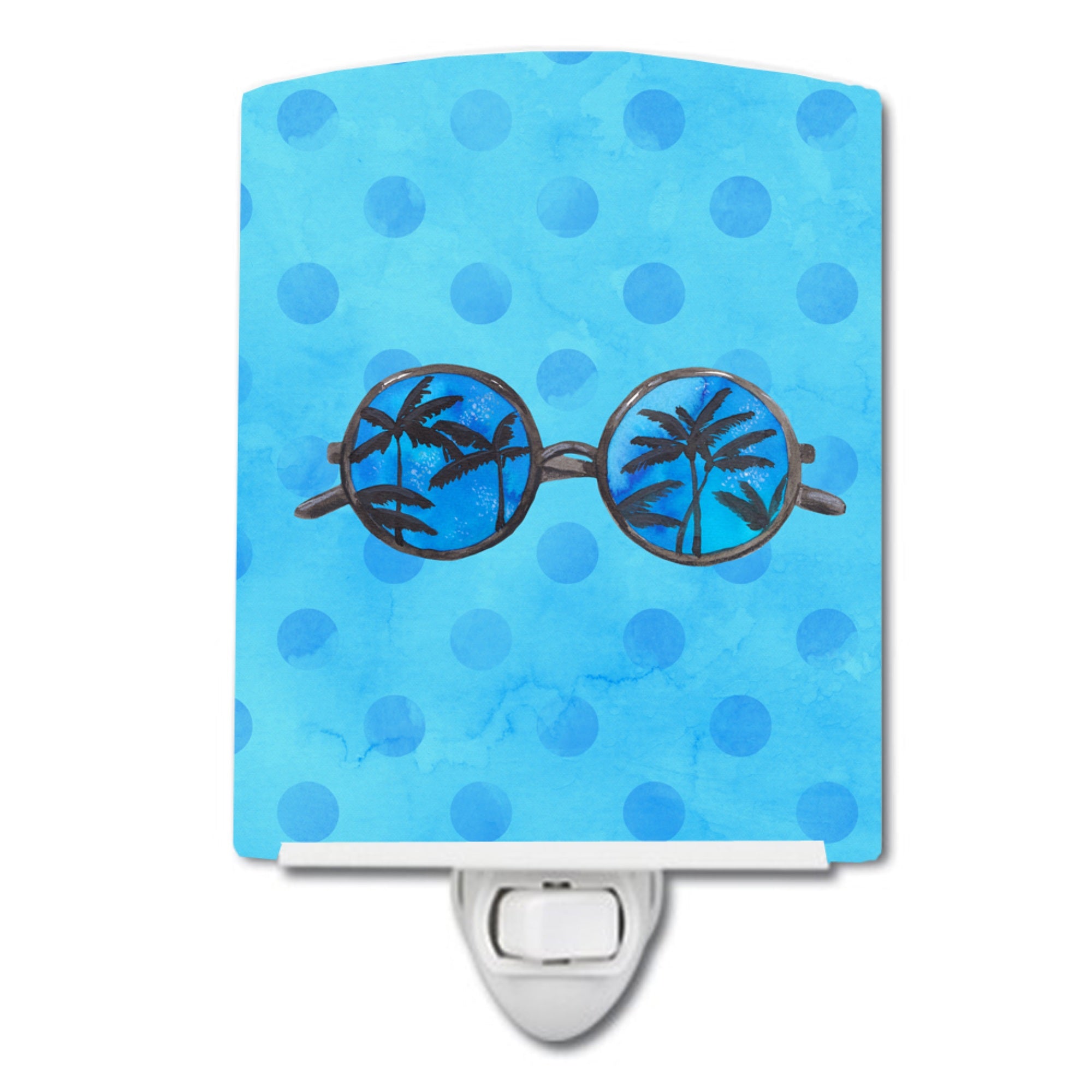  inchCarolines Treasures Sunglasses Blue Polkadot Ceramic Night Light, 6x4, Multicolor inch