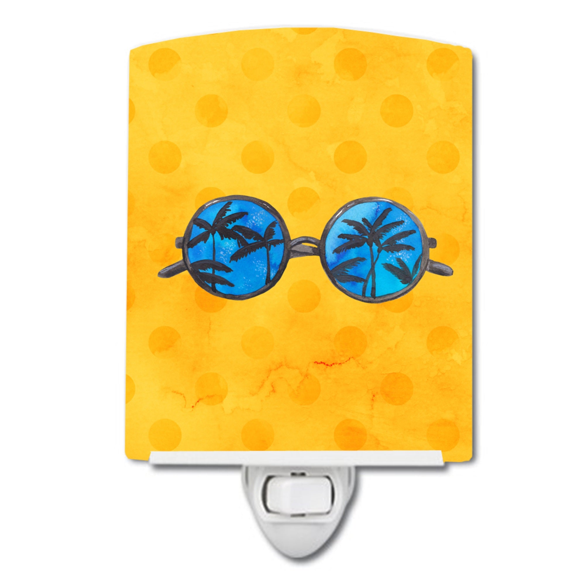  inchCarolines Treasures Sunglasses Yellow Polkadot Ceramic Night Light, 6x4, Multicolor inch