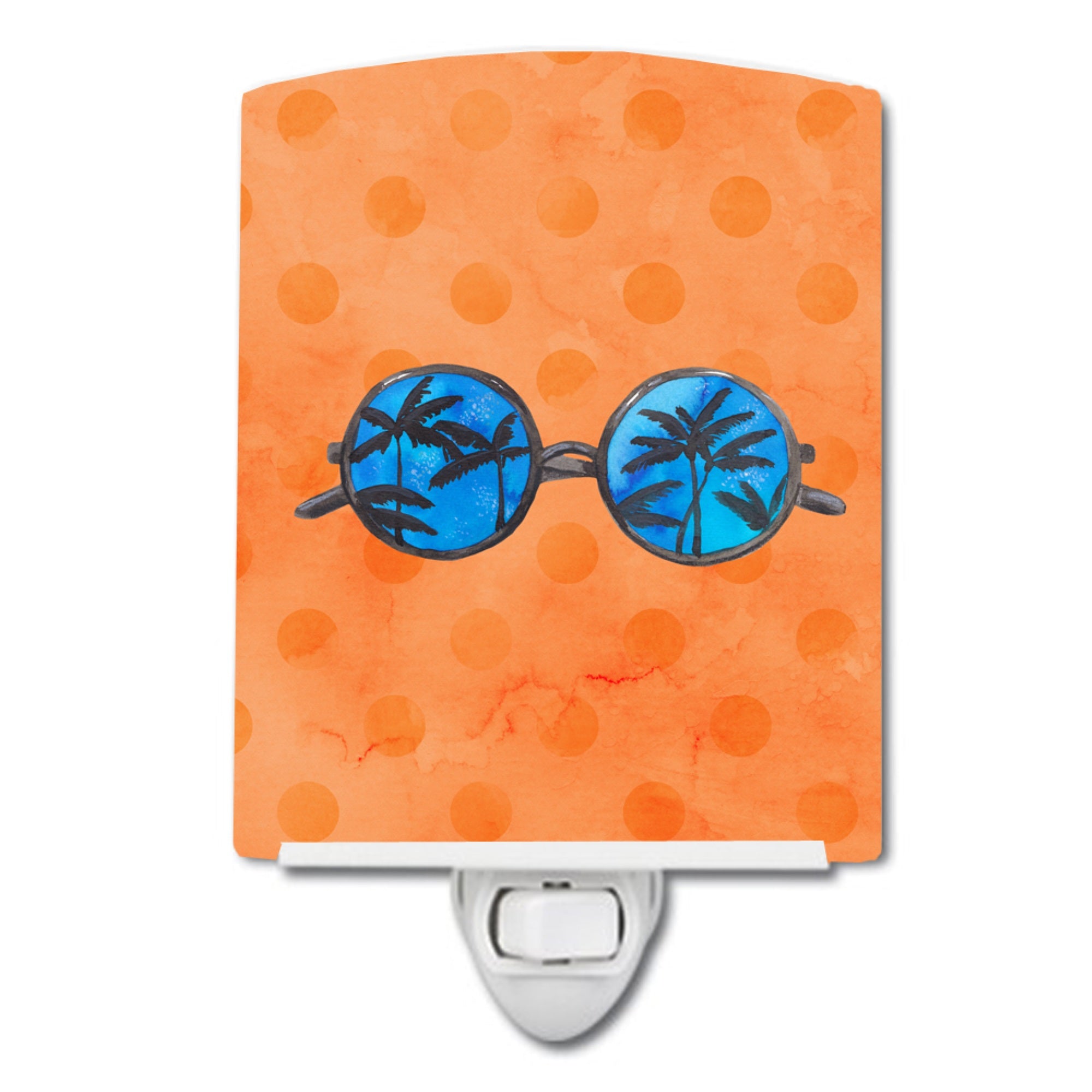  inchCarolines Treasures Sunglasses Orange Polkadot Ceramic Night Light, 6x4, Multicolor inch