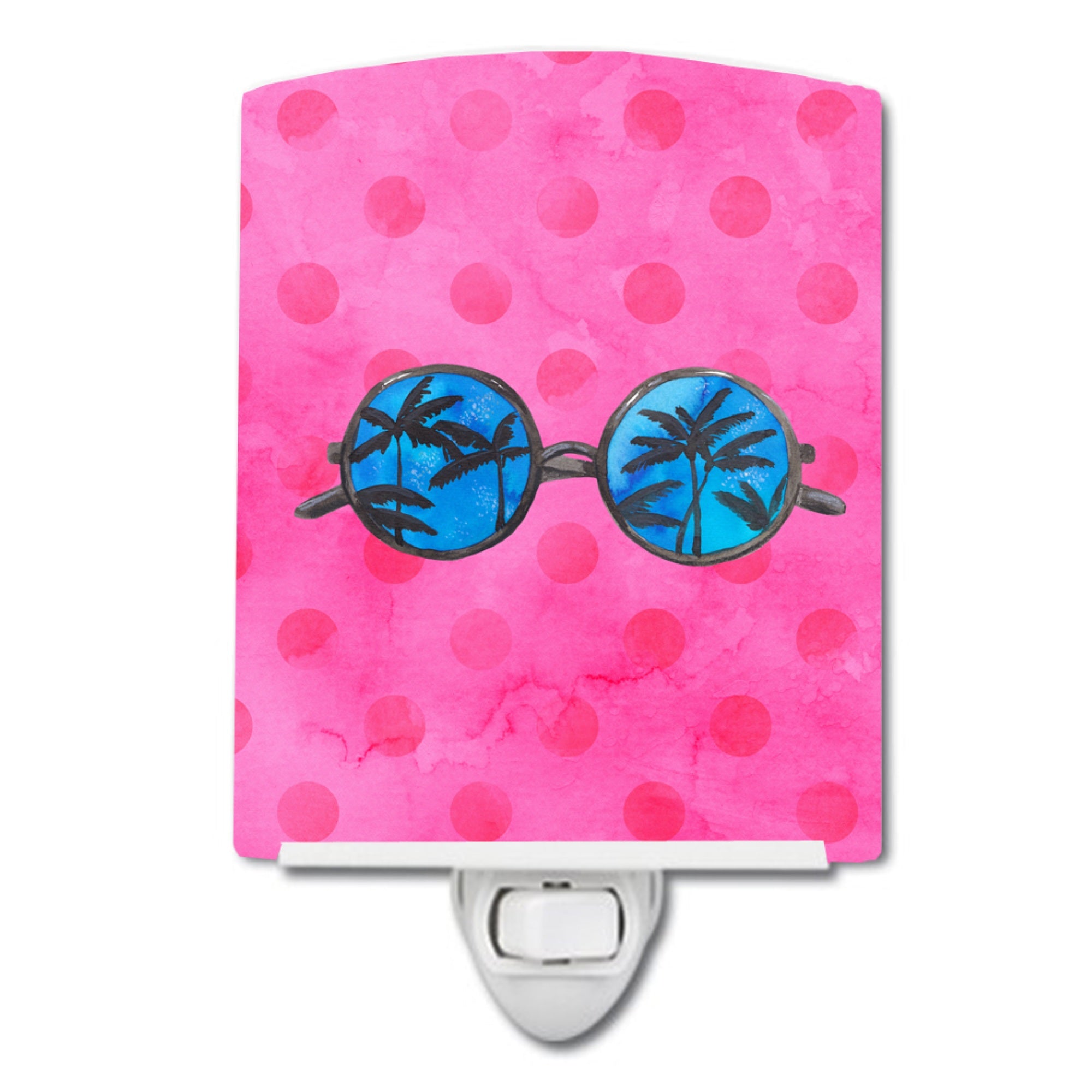  inchCarolines Treasures Sunglasses Pink Polkadot Ceramic Night Light, 6x4, Multicolor inch