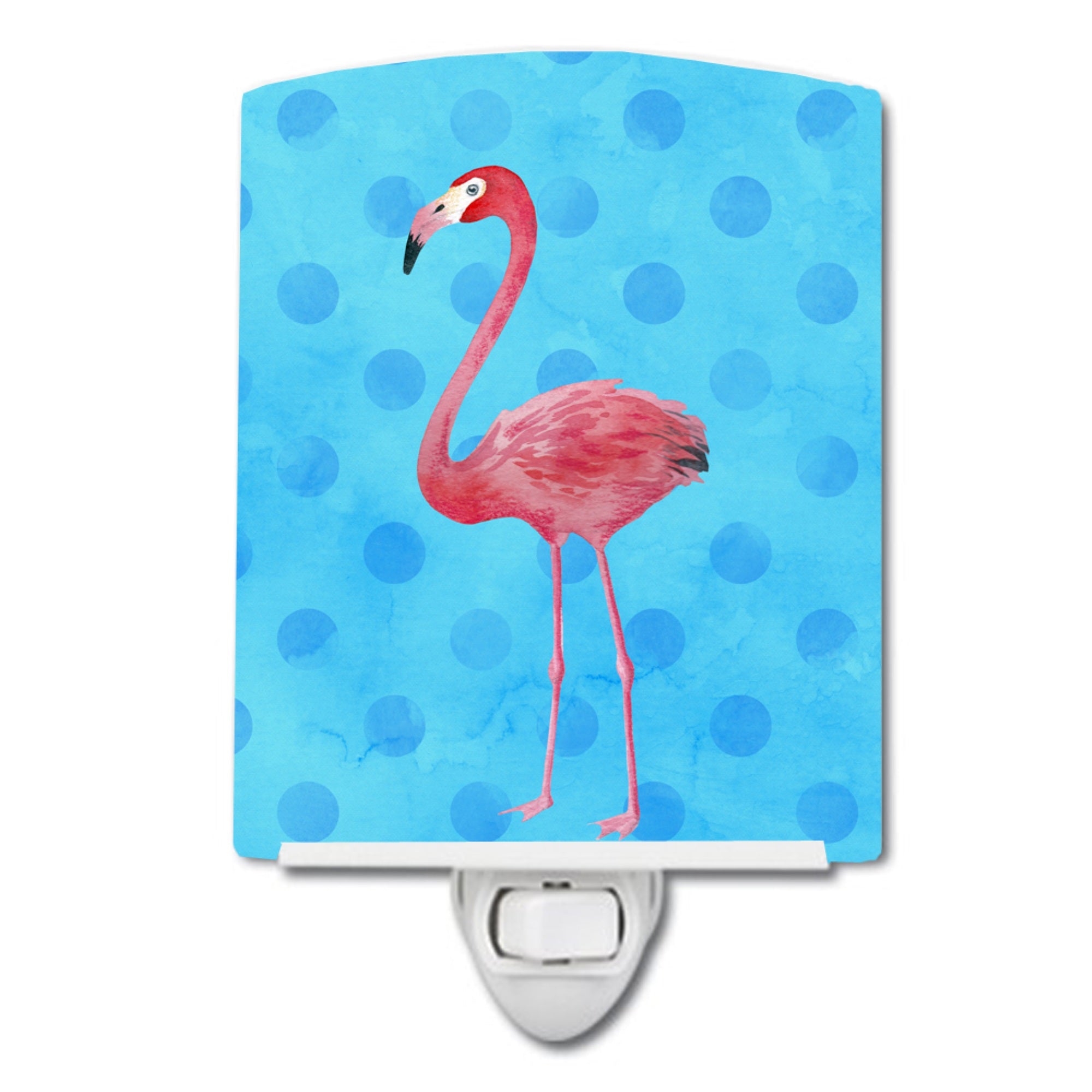  inchCarolines Treasures Flamingo Blue Polkadot Ceramic Night Light, 6x4, Multicolor inch