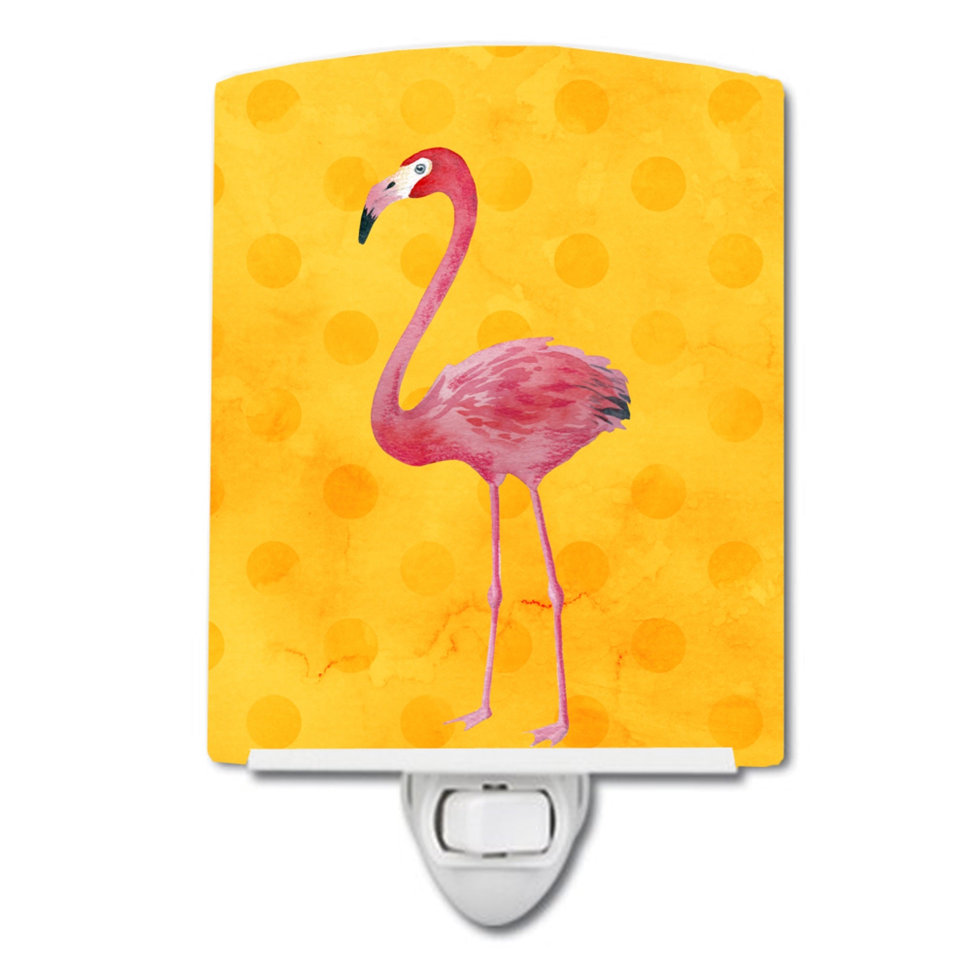  inchCarolines Treasures Flamingo Yellow Polkadot Ceramic Night Light, 6x4, Multicolor inch