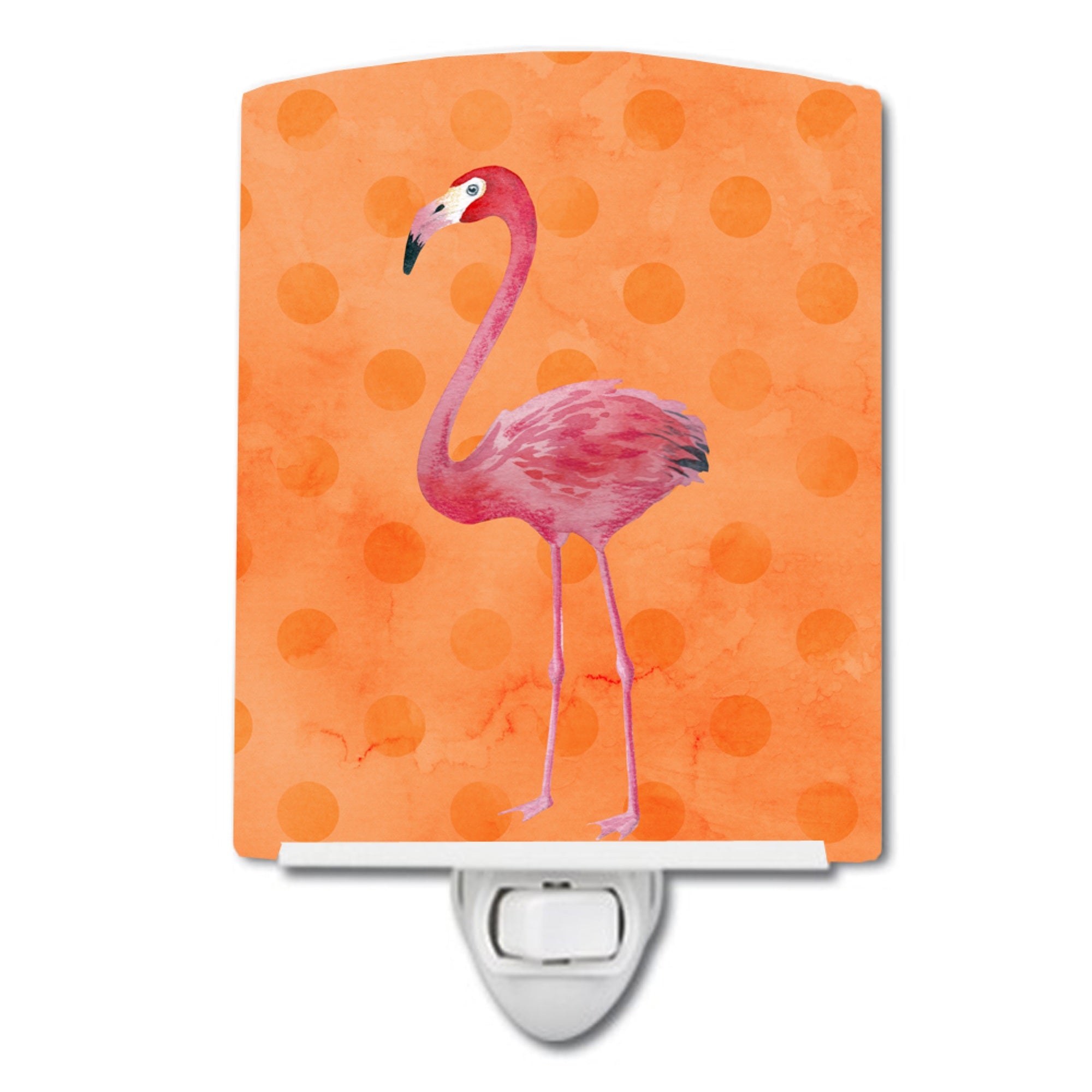  inchCarolines Treasures Flamingo Orange Polkadot Ceramic Night Light, 6x4, Multicolor inch