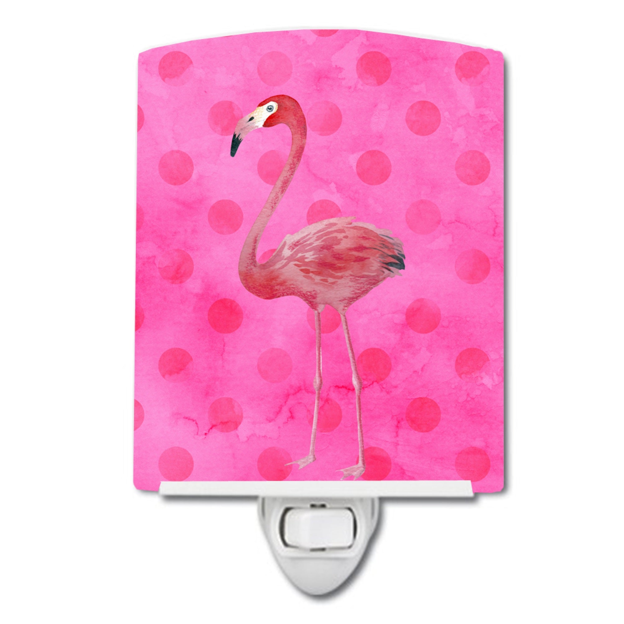  inchCarolines Treasures Flamingo Pink Polkadot Ceramic Night Light, 6x4, Multicolor inch