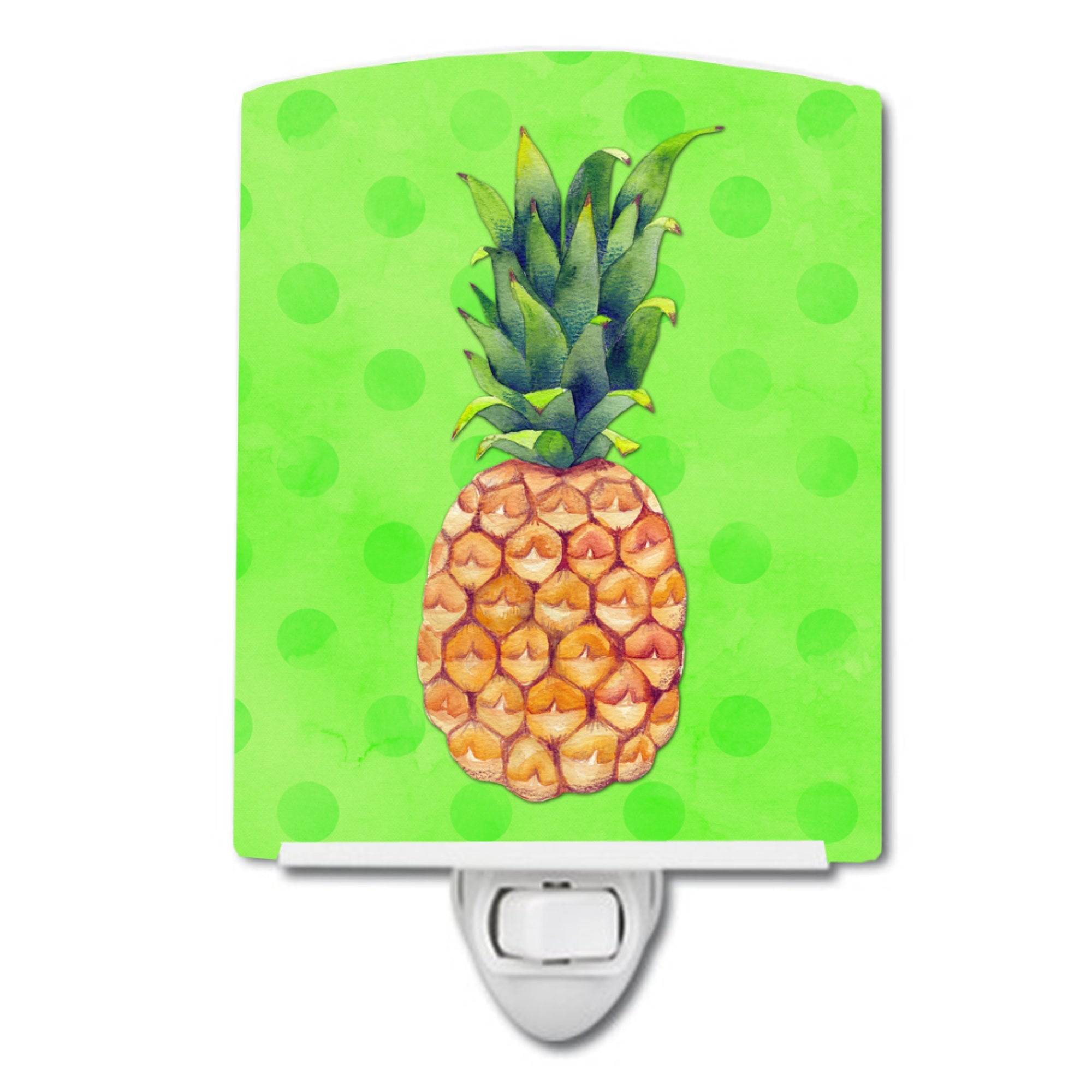  inchCarolines Treasures Pineapple Green Polkadot Ceramic Night Light, 6x4, Multicolor inch