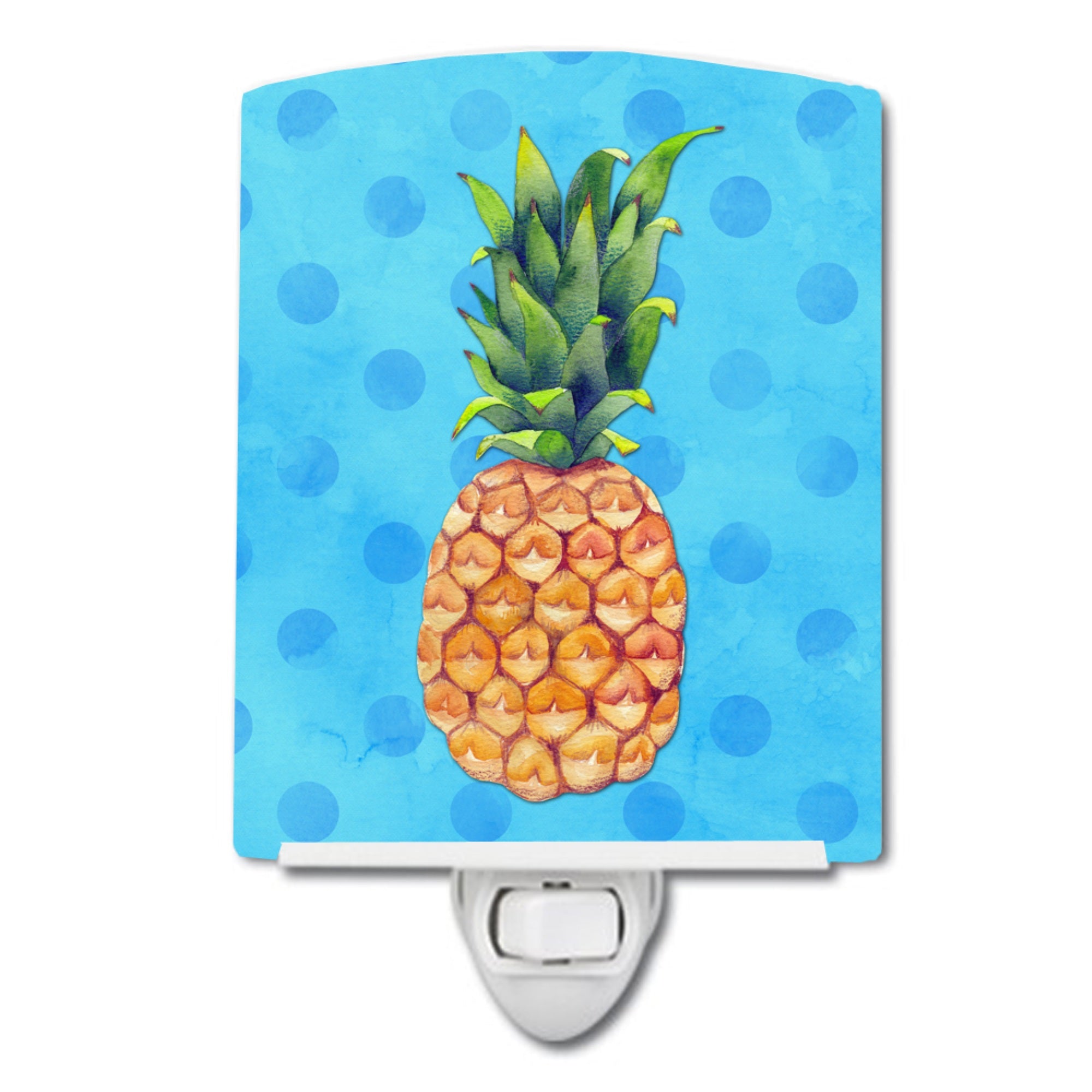  inchCarolines Treasures Pineapple Blue Polkadot Ceramic Night Light, 6x4, Multicolor inch