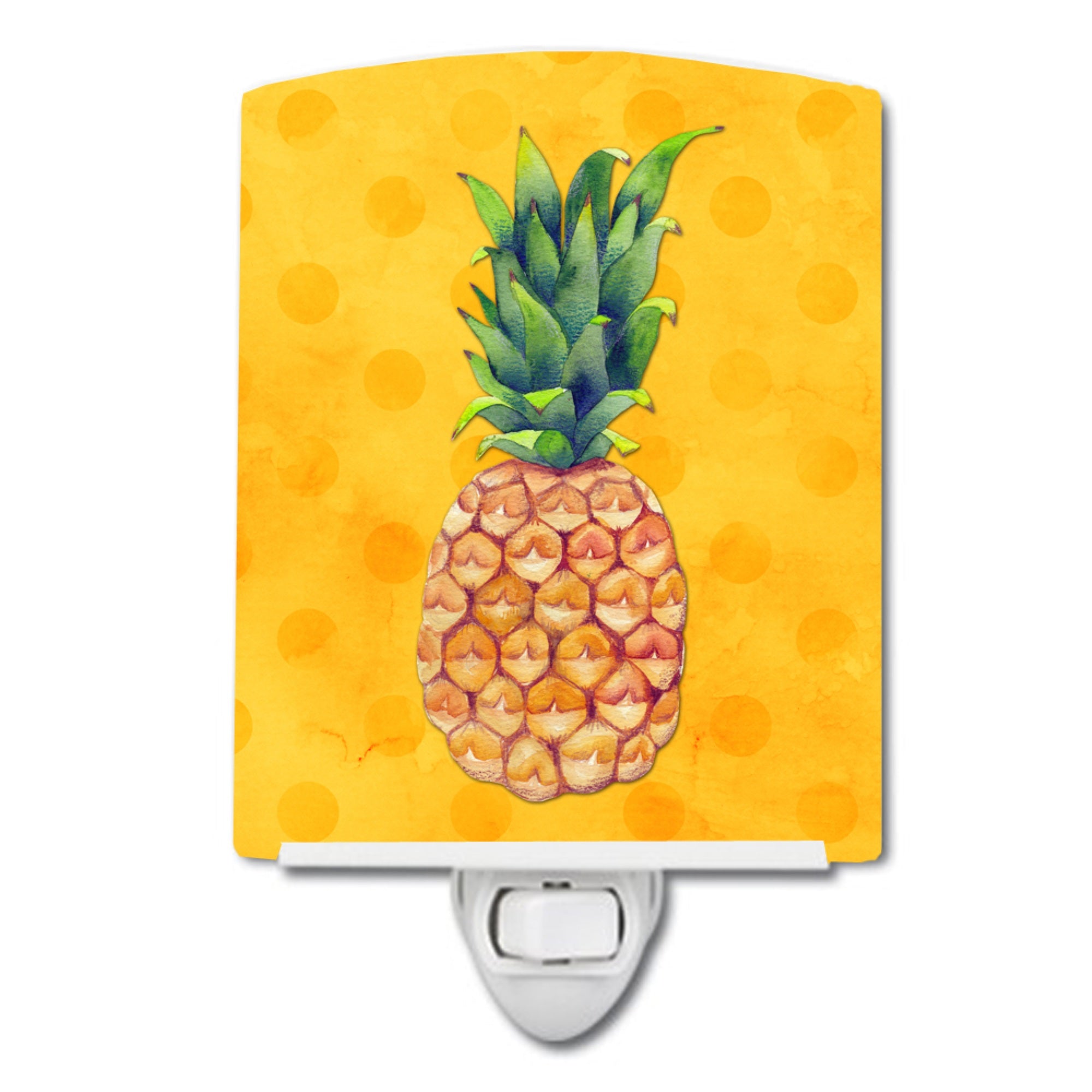  inchCarolines Treasures Pineapple Yellow Polkadot Ceramic Night Light, 6x4, Multicolor inch