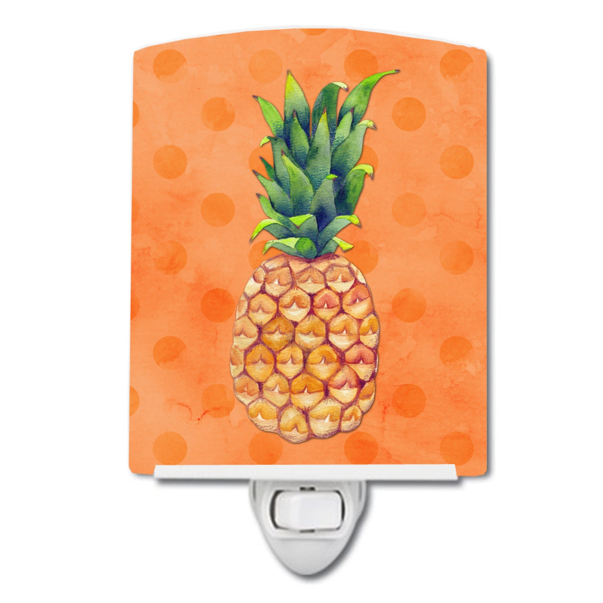 inchCarolines Treasures Pineapple Orange Polkadot Ceramic Night Light, 6x4, Multicolor inch