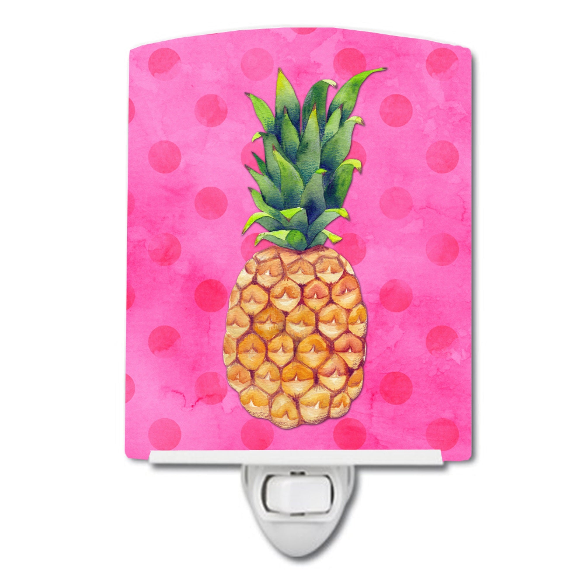 inchCarolines Treasures Pineapple Pink Polkadot Ceramic Night Light, 6x4, Multicolor inch