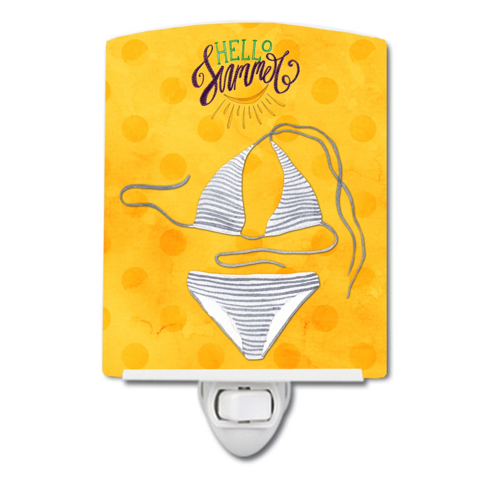  inchCarolines Treasures Bikini Swimsuit Yellow Polkadot Ceramic Night Light, 6x4, Multicolor inch