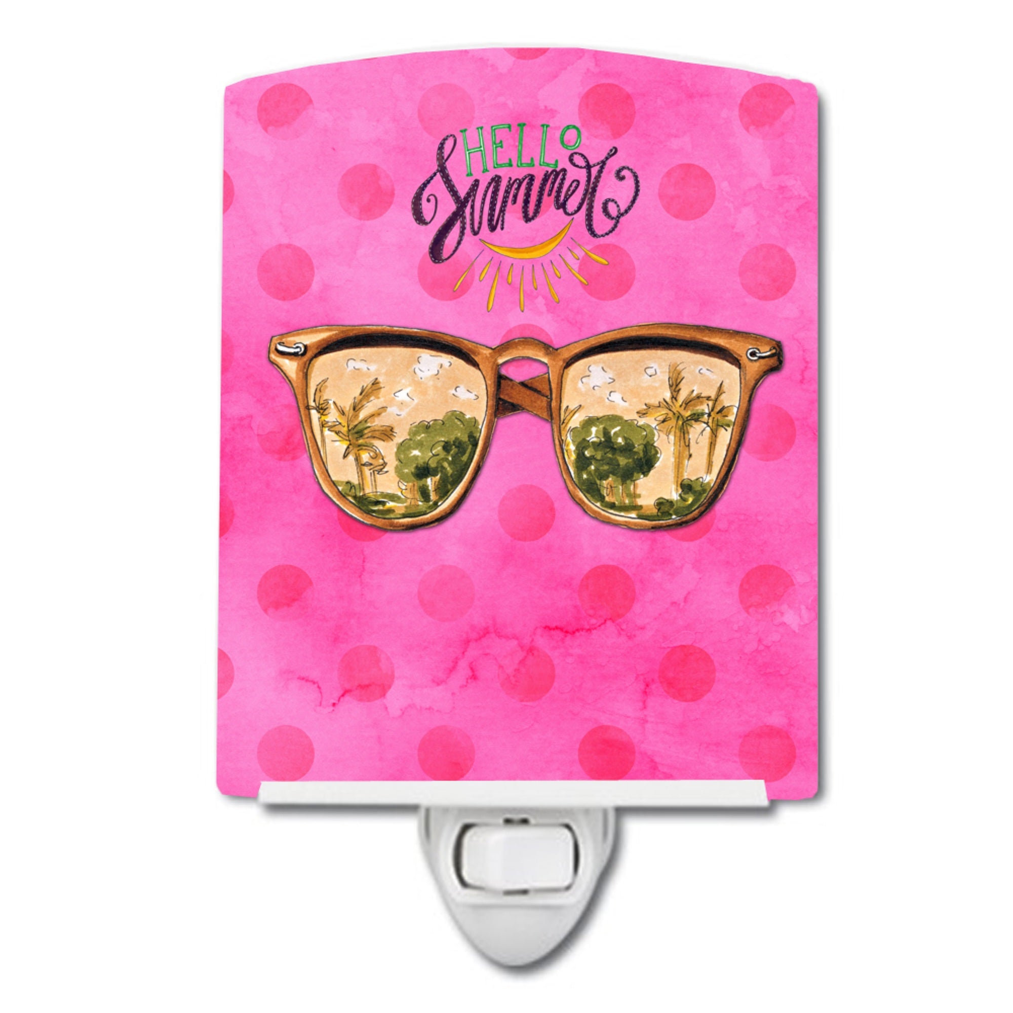  inchCarolines Treasures Beach Sunglasses Pink Polkadot Ceramic Night Light, 6x4, Multicolor inch