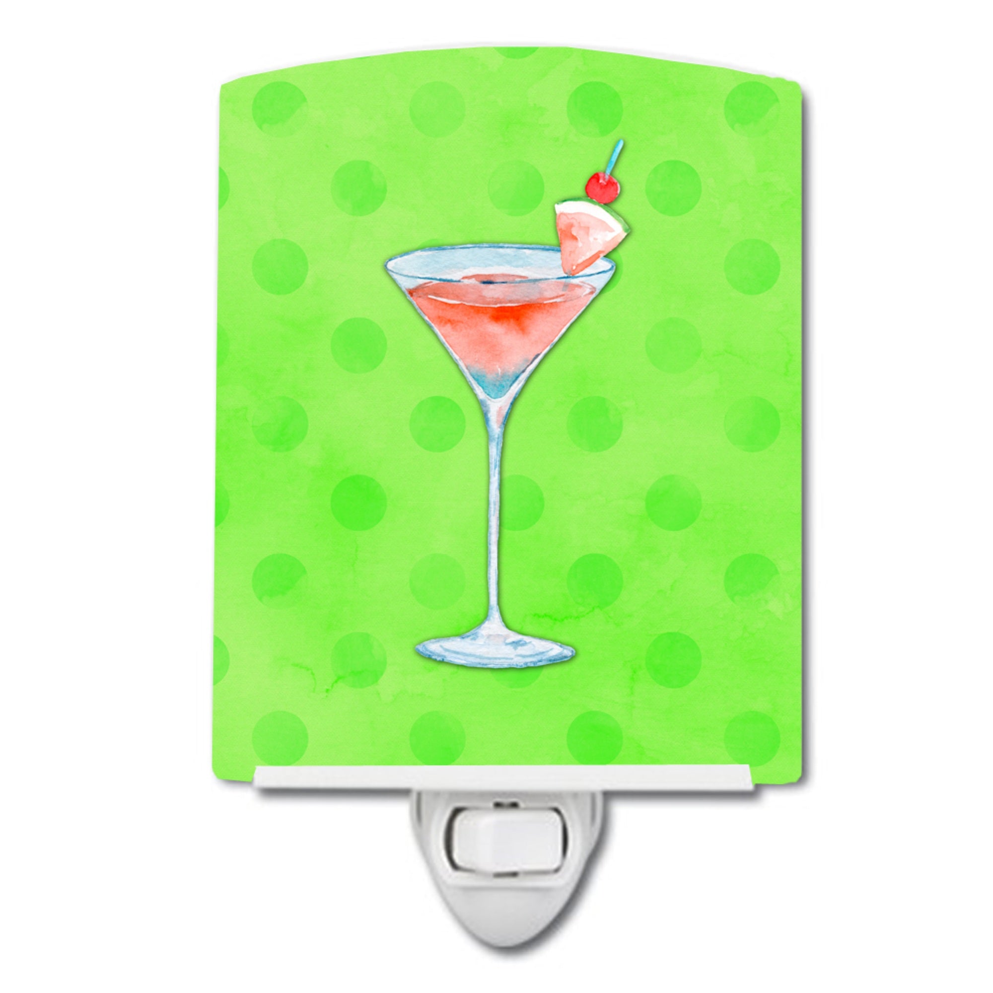  inchCarolines Treasures Summer Martini Green Polkadot Ceramic Night Light, 6x4, Multicolor inch