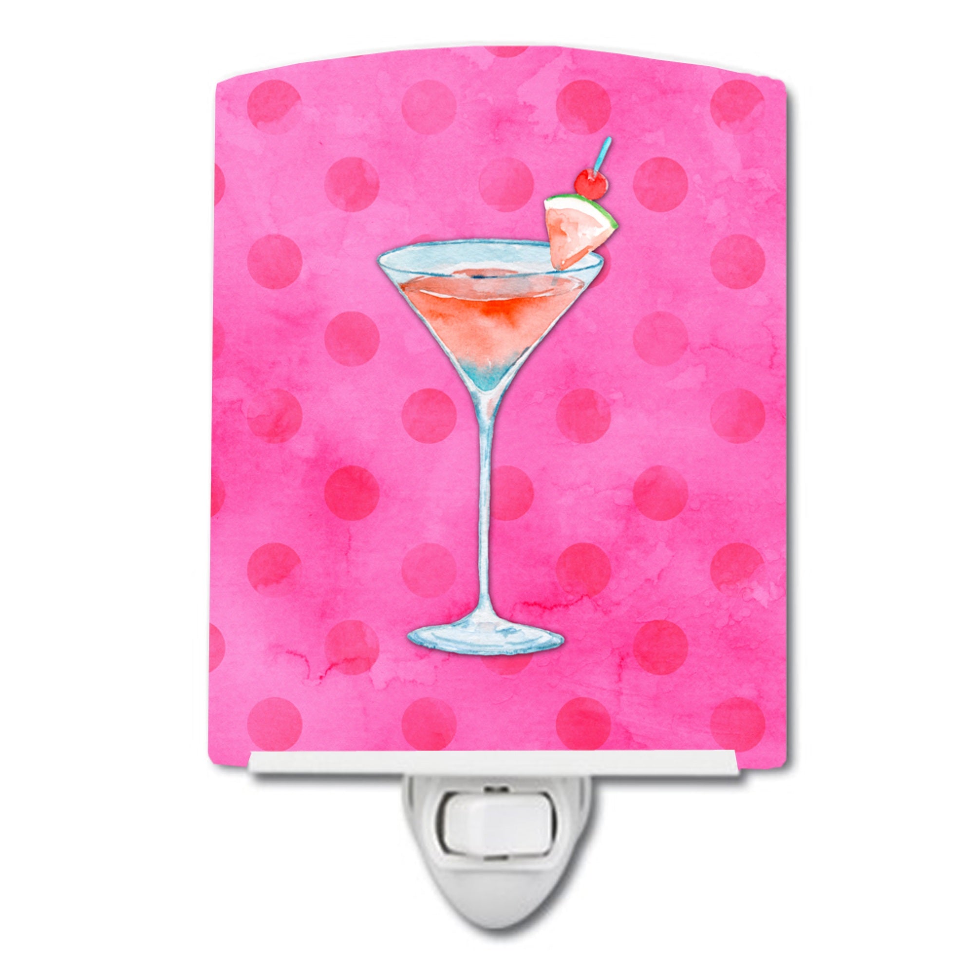  inchCarolines Treasures Summer Martini Pink Polkadot Ceramic Night Light, 6x4, Multicolor inch