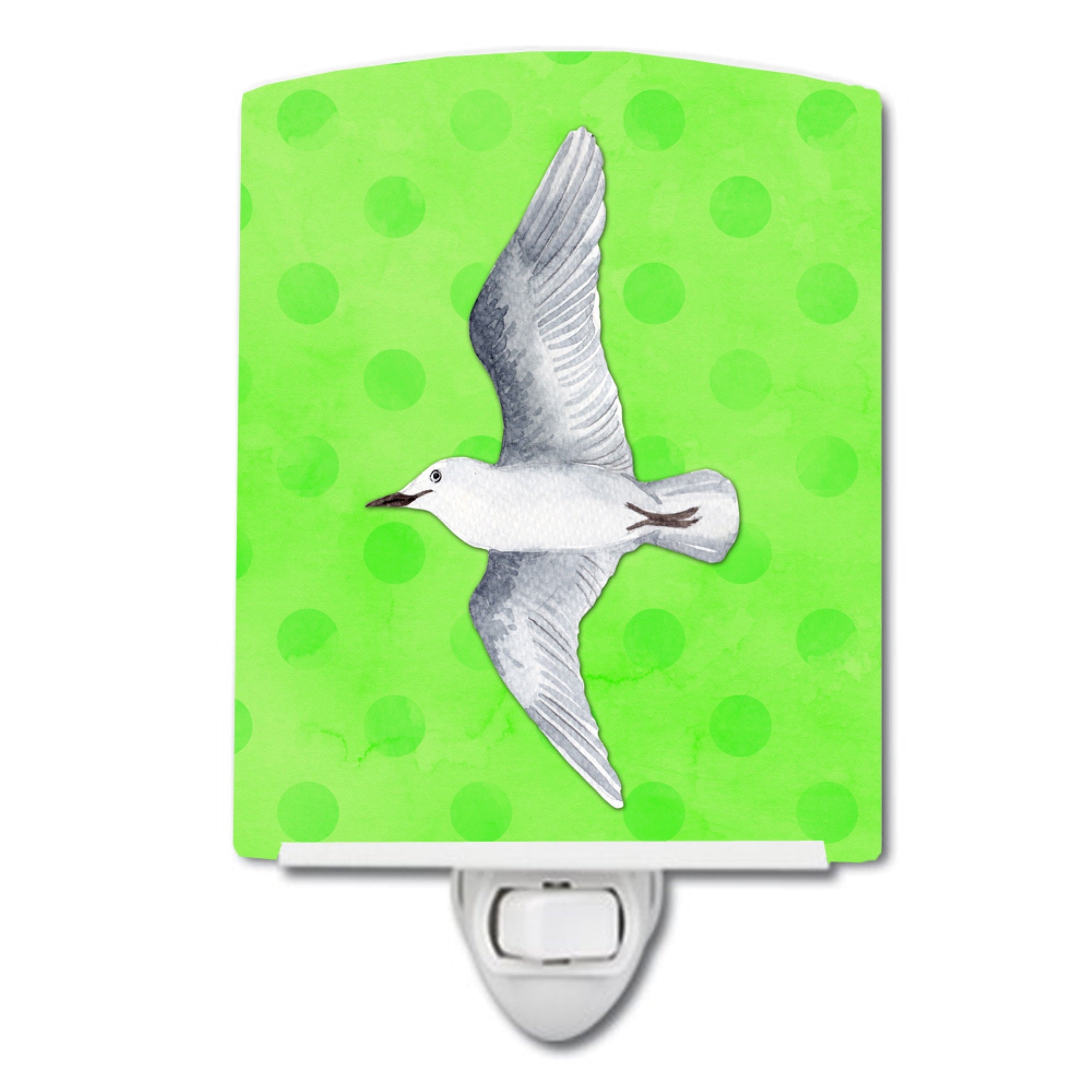  inchCarolines Treasures Sea Gull Green Polkadot Ceramic Night Light, 6x4, Multicolor inch