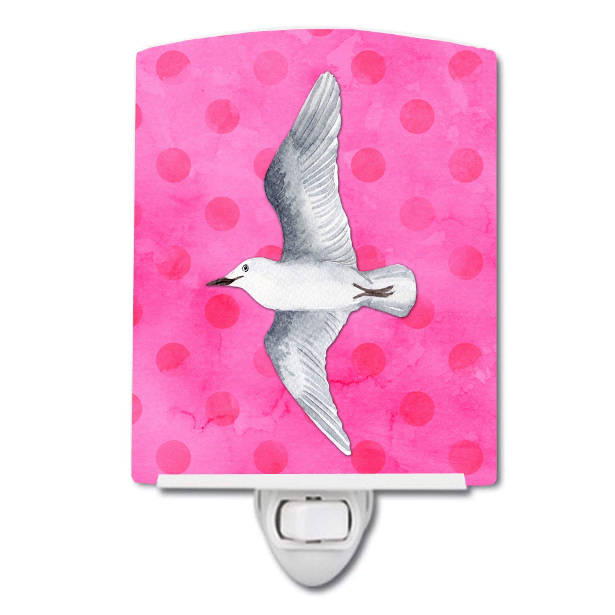  inchCarolines Treasures Sea Gull Pink Polkadot Ceramic Night Light, 6x4, Multicolor inch