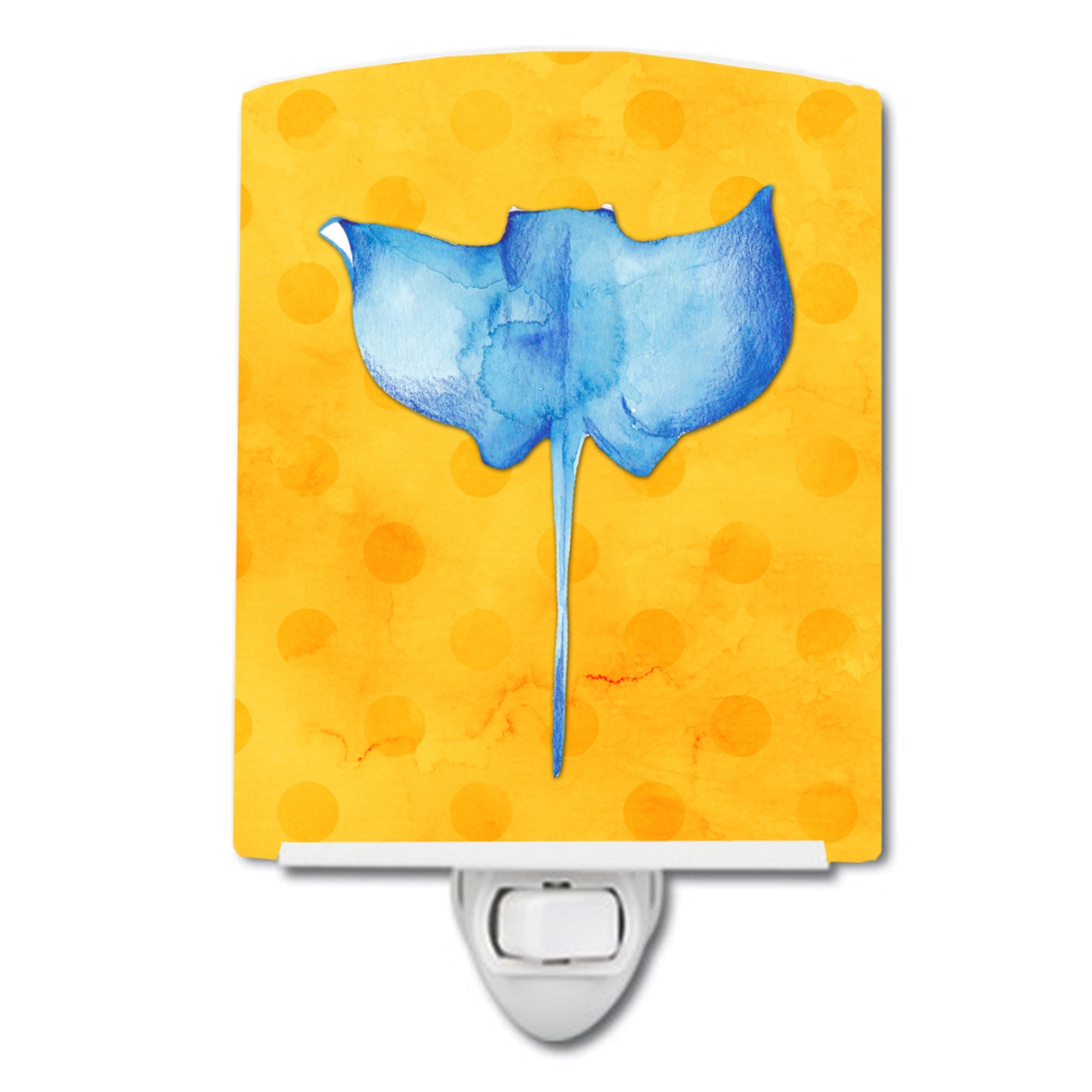  inchCarolines Treasures Sting Ray Yellow Polkadot Ceramic Night Light, 6x4, Multicolor inch