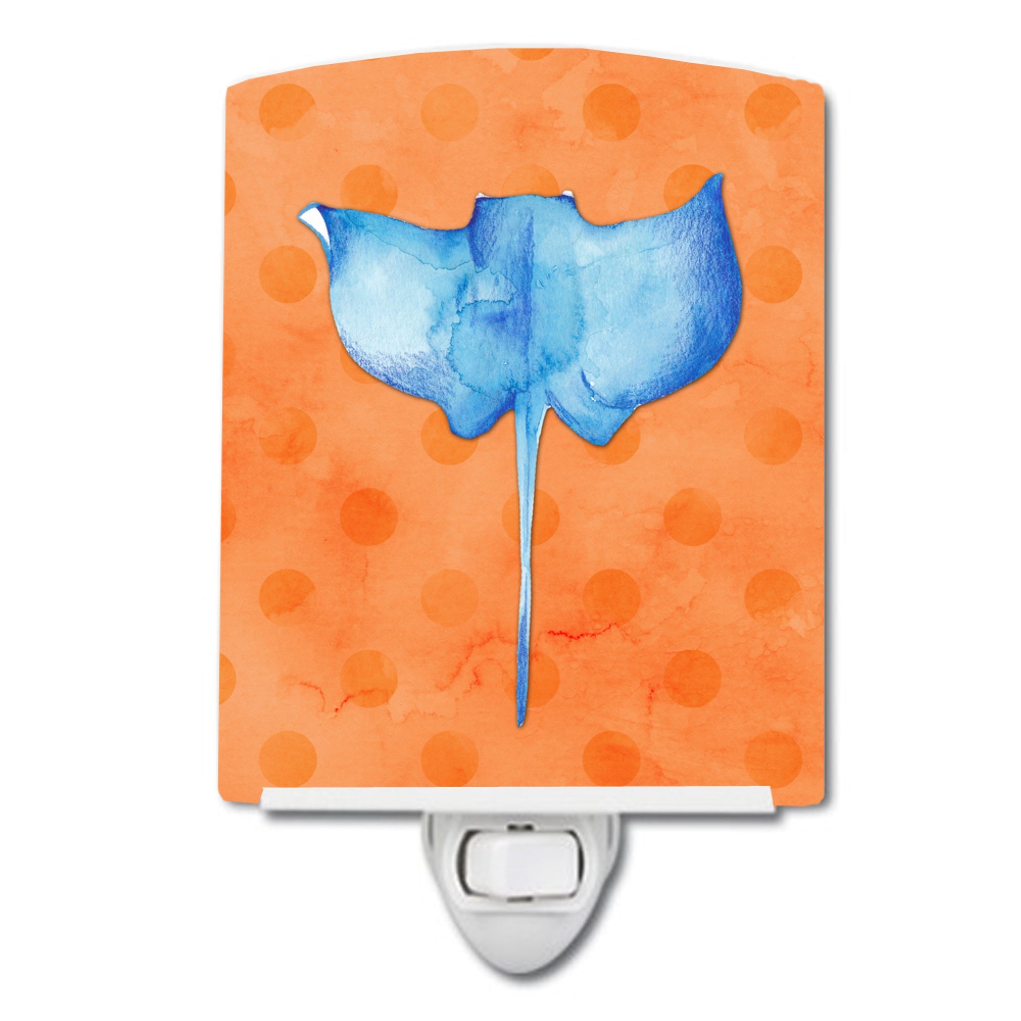  inchCarolines Treasures Sting Ray Orange Polkadot Ceramic Night Light, 6x4, Multicolor inch
