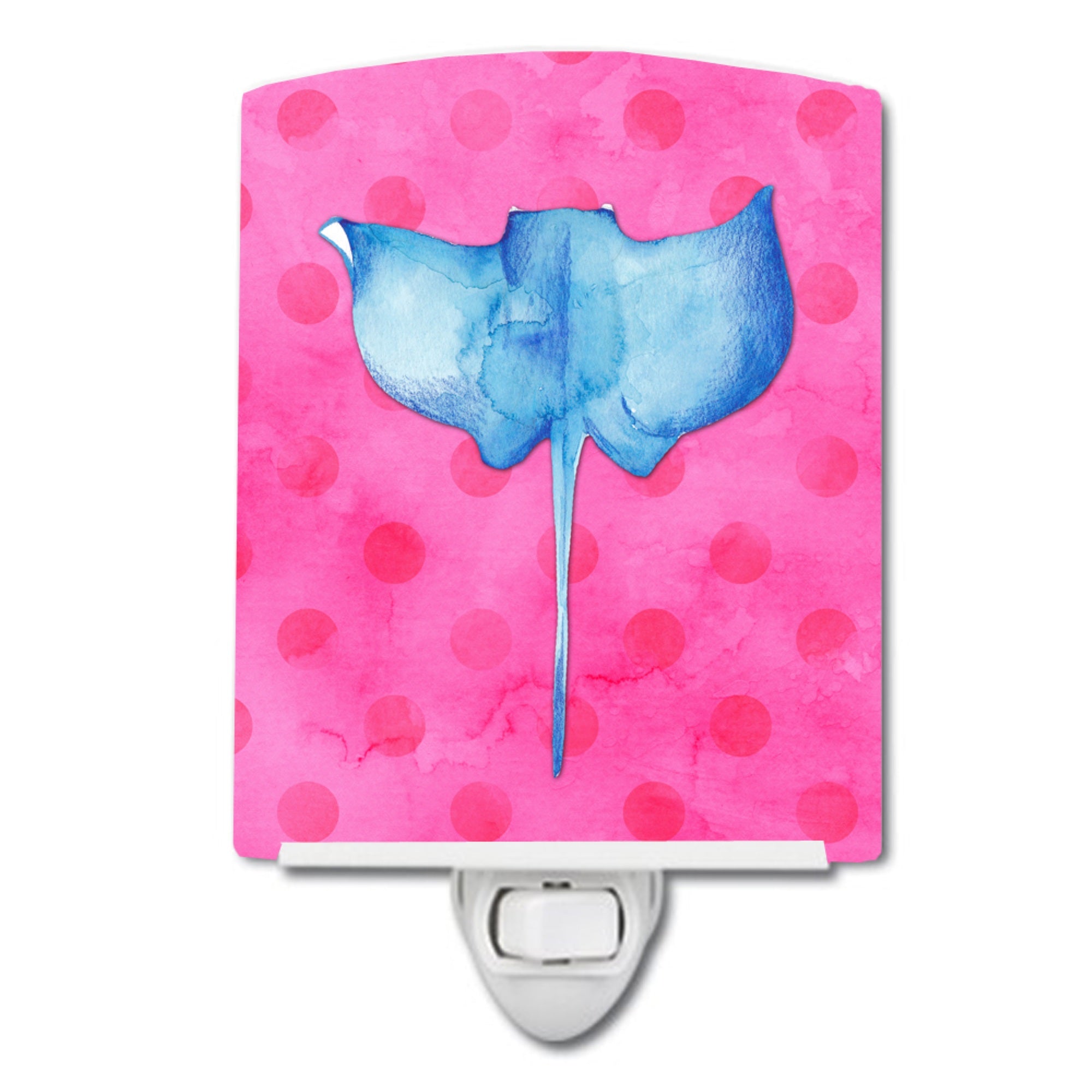  inchCarolines Treasures Sting Ray Pink Polkadot Ceramic Night Light, 6x4, Multicolor inch