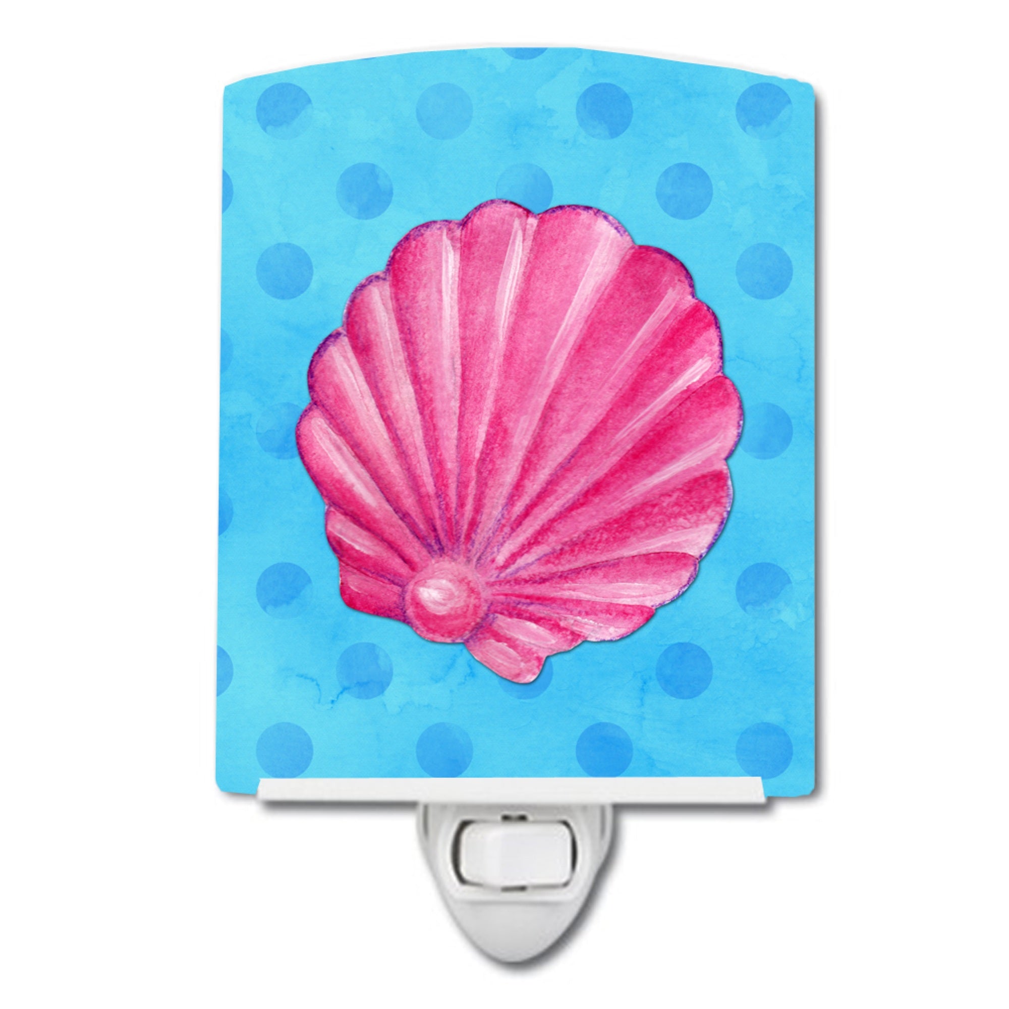  inchCarolines Treasures Pink Sea Shell Blue Polkadot Ceramic Night Light, 6x4, Multicolor inch