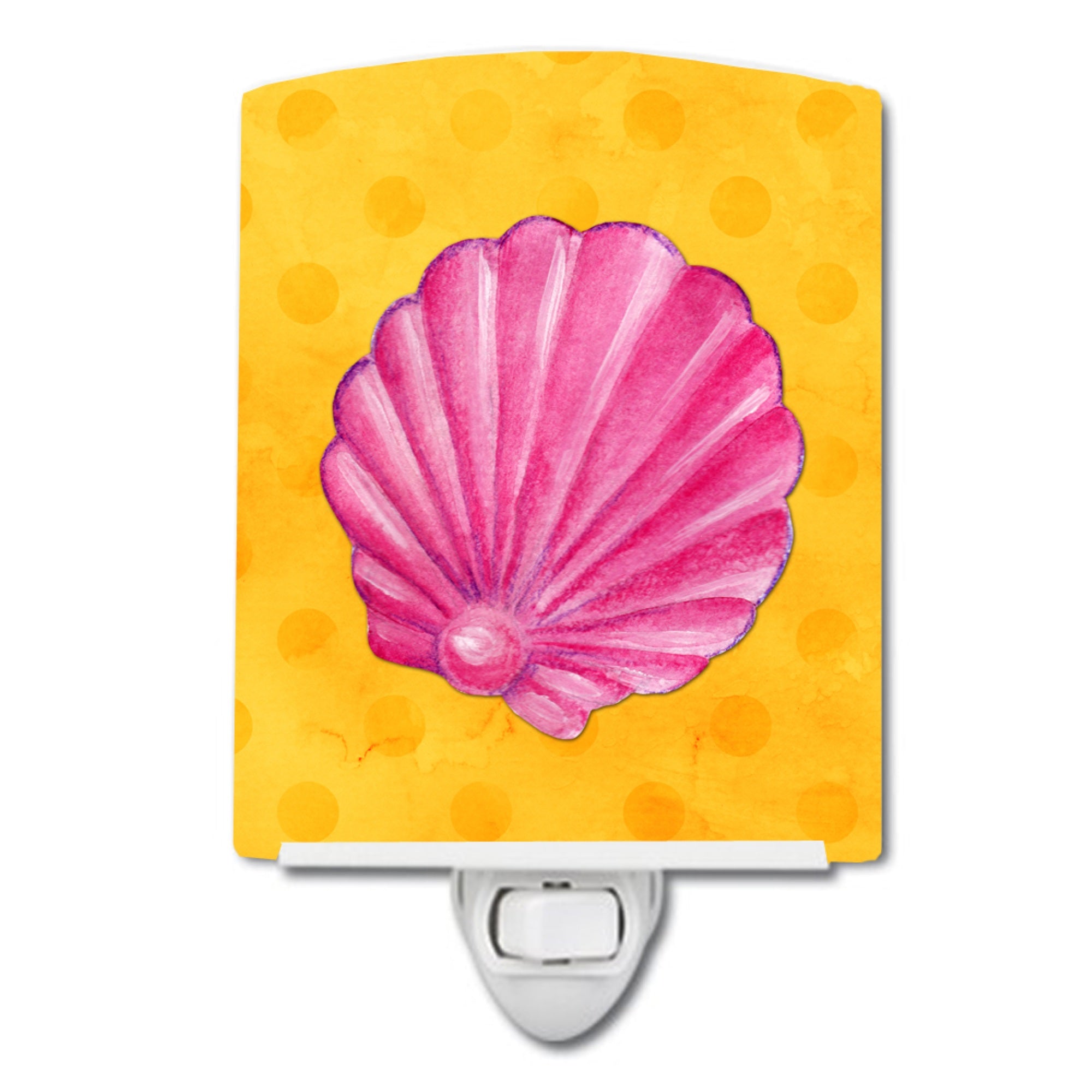  inchCarolines Treasures Pink Sea Shell Yellow Polkadot Ceramic Night Light, 6x4, Multicolor inch