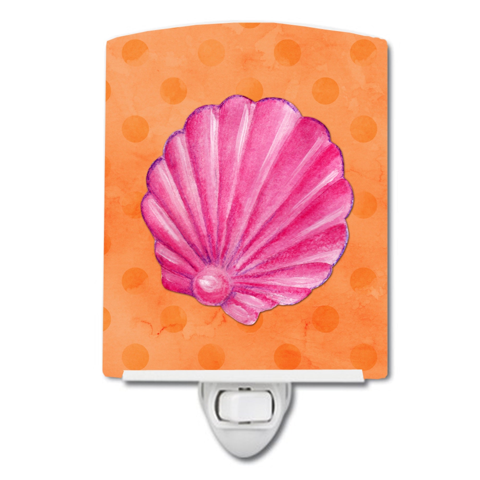  inchCarolines Treasures Pink Sea Shell Orange Polkadot Ceramic Night Light, 6x4, Multicolor inch