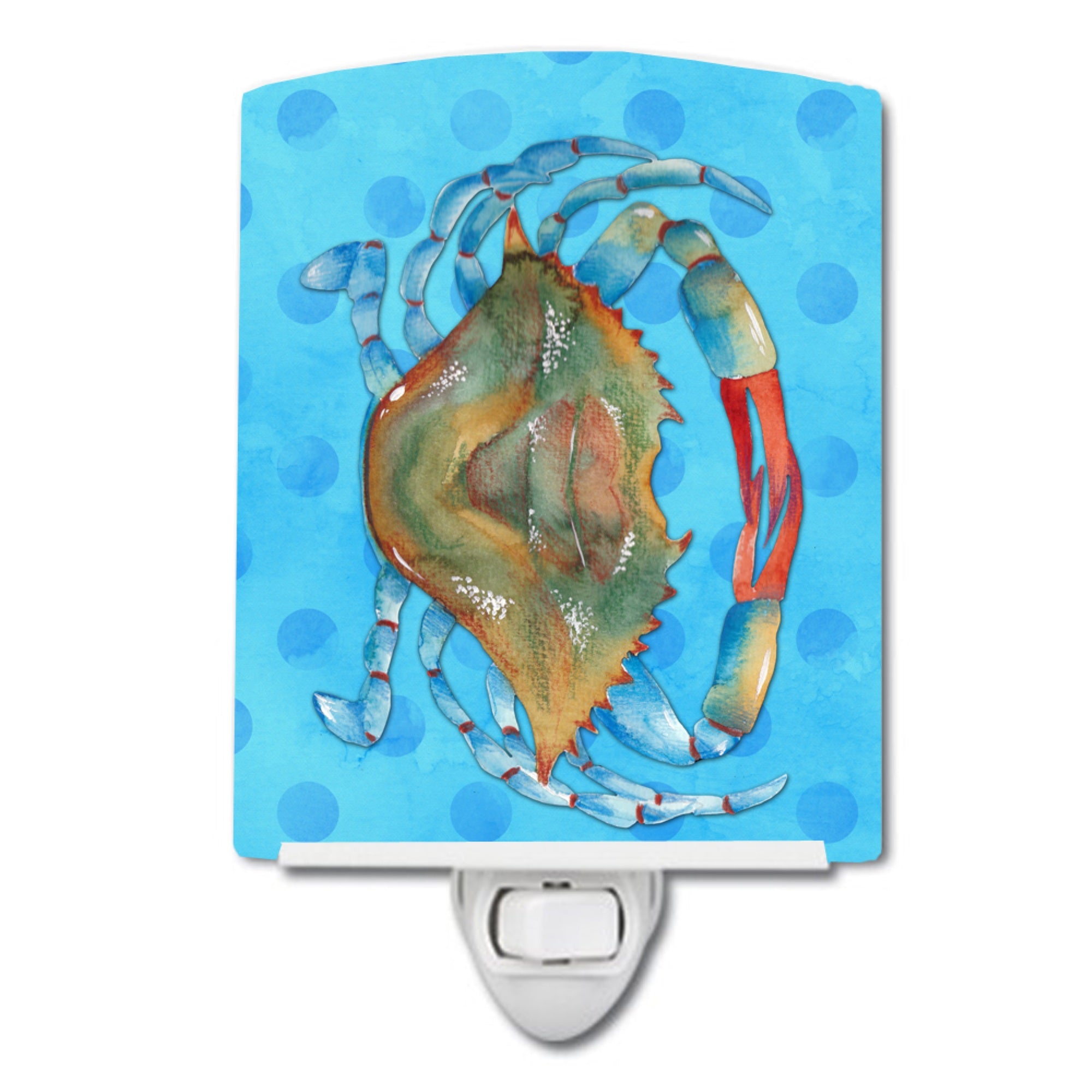  inchCarolines Treasures Crab Blue Polkadot Ceramic Night Light, 6x4, Multicolor inch
