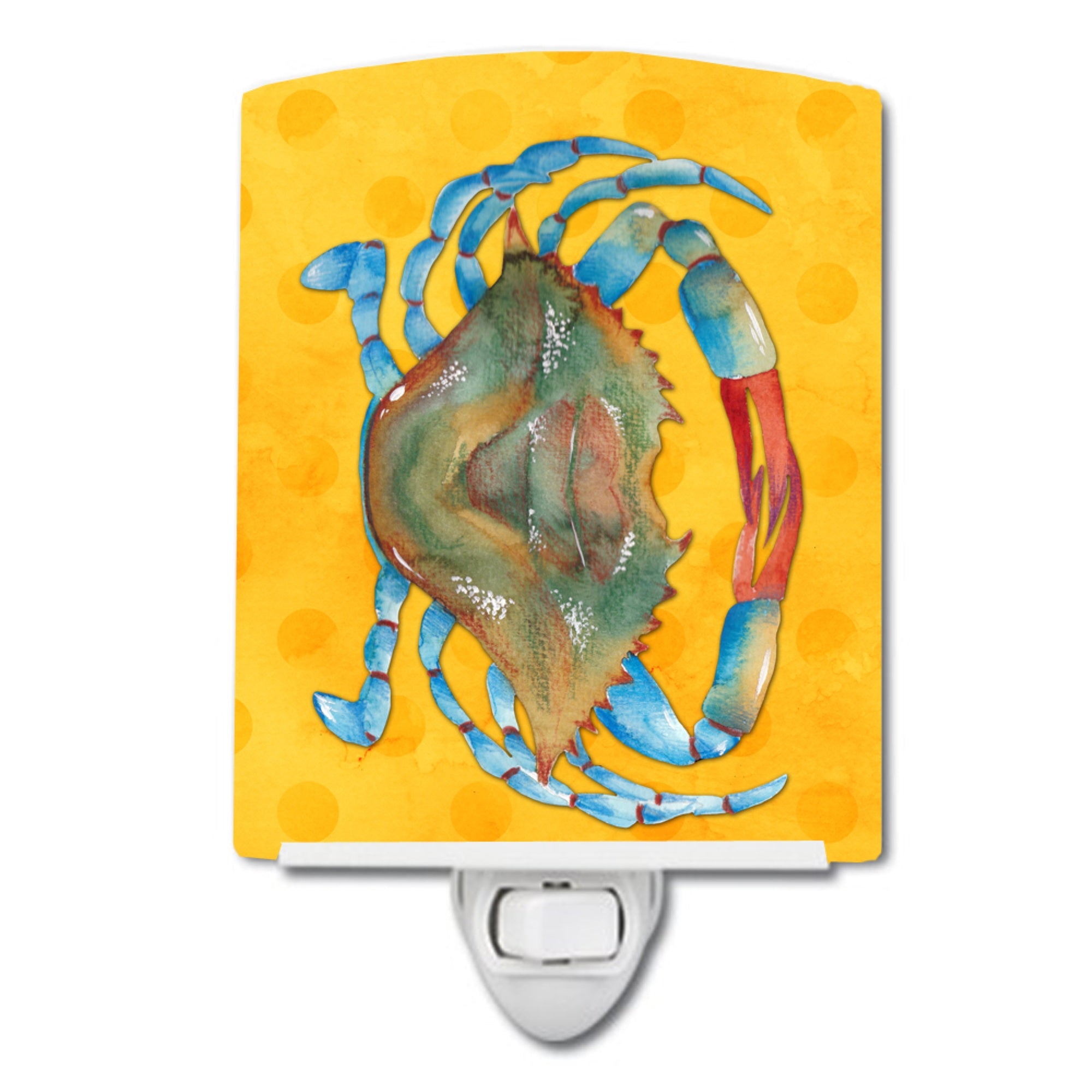  inchCarolines Treasures Blue Crab Yellow Polkadot Ceramic Night Light, 6x4, Multicolor inch