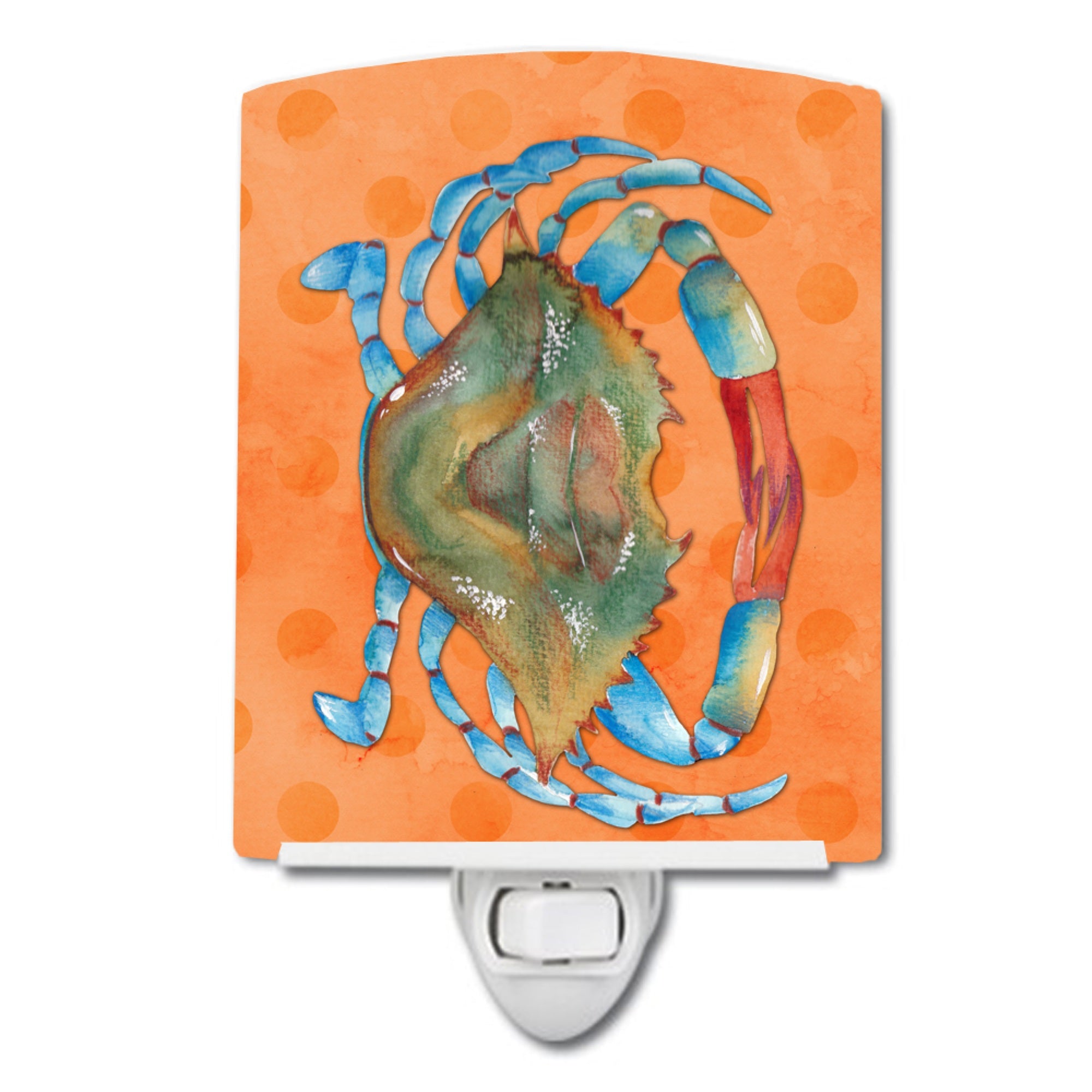  inchCarolines Treasures Blue Crab Orange Polkadot Ceramic Night Light, 6x4, Multicolor inch