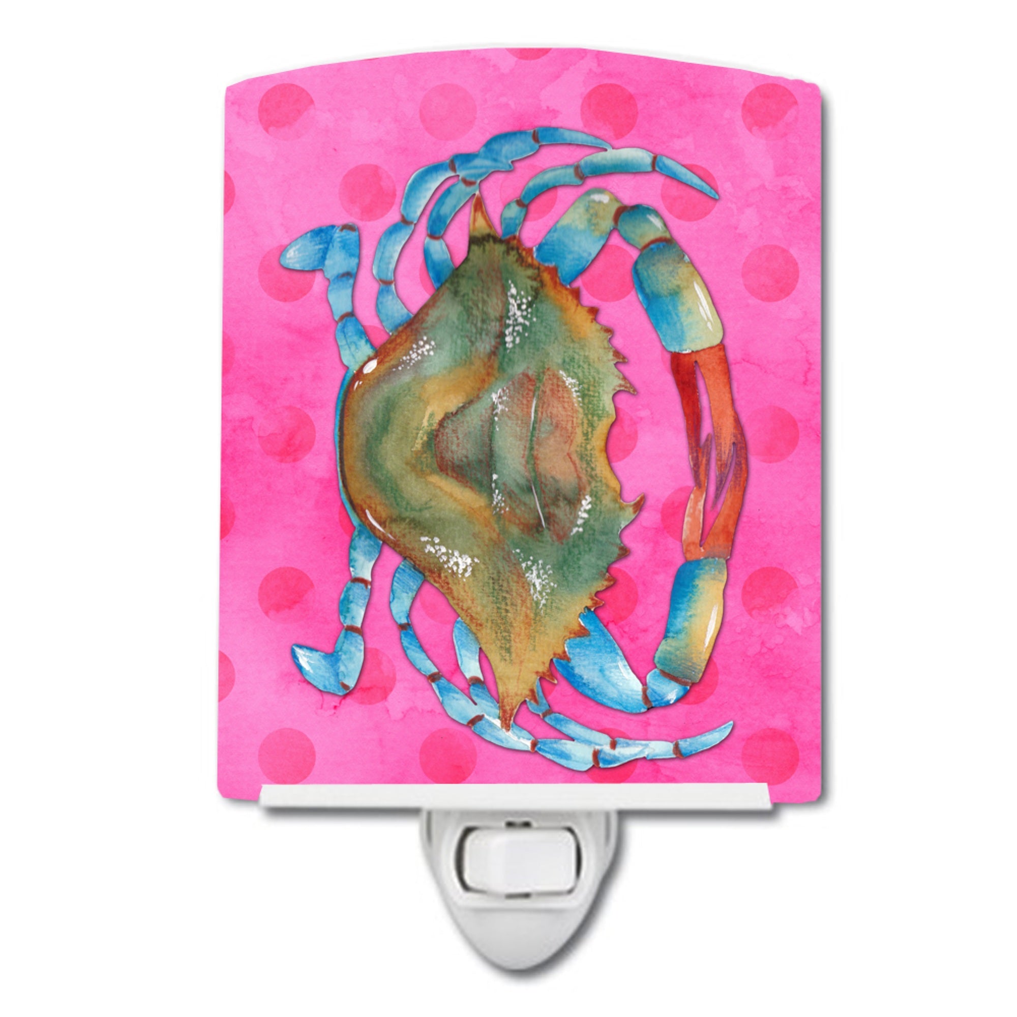  inchCarolines Treasures Blue Crab Pink Polkadot Ceramic Night Light, 6x4, Multicolor inch