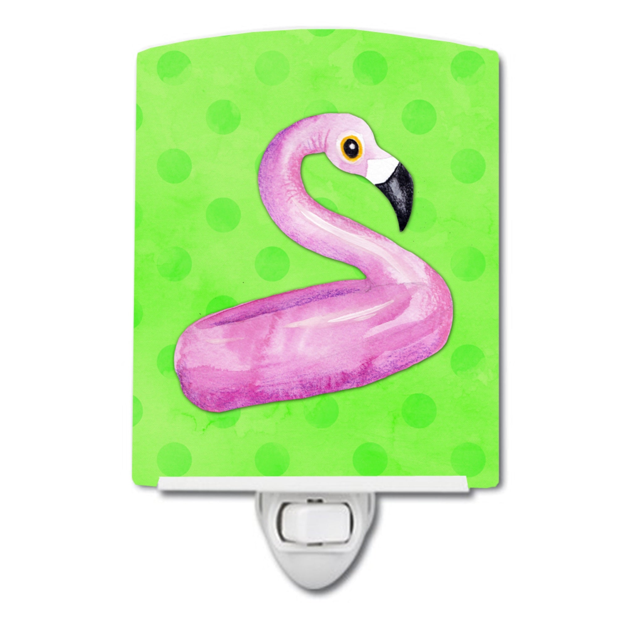  inchCarolines Treasures Flamingo Floaty Green Polkadot Ceramic Night Light, 6x4, Multicolor inch