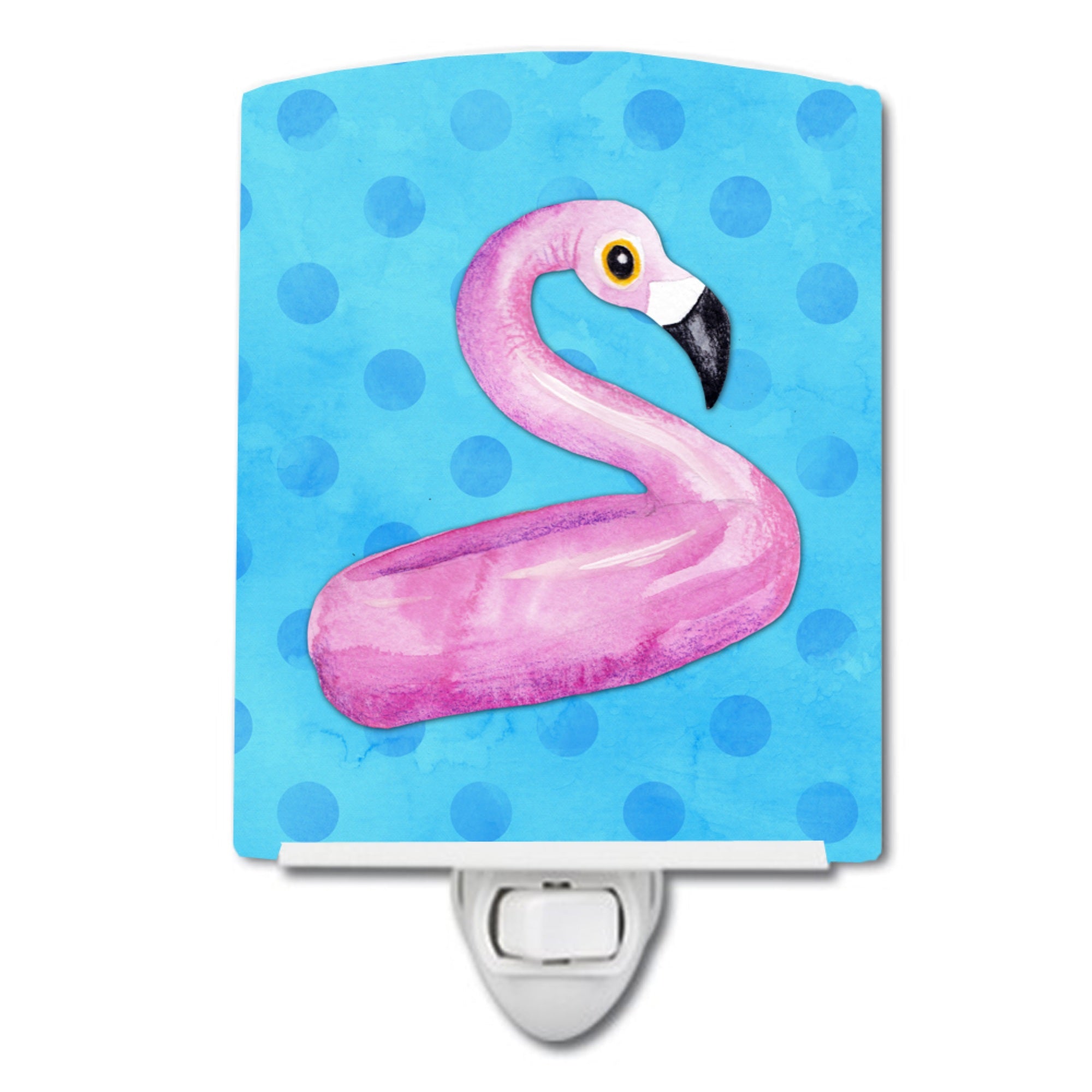  inchCarolines Treasures Flamingo Floaty Blue Polkadot Ceramic Night Light, 6x4, Multicolor inch
