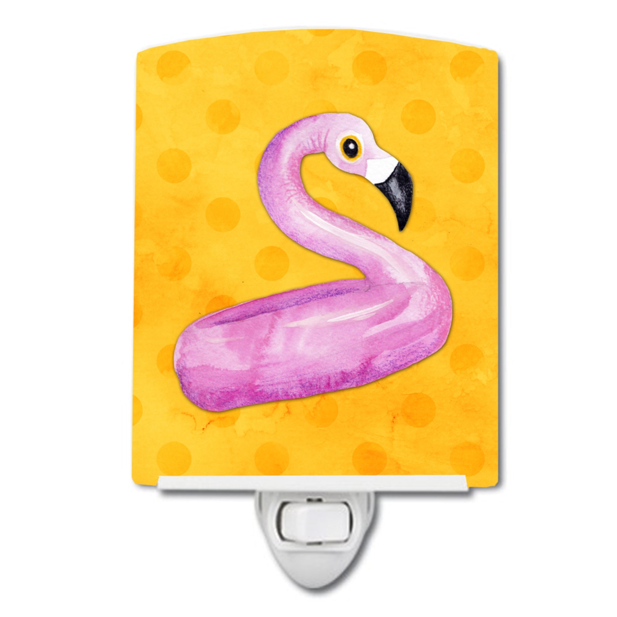  inchCarolines Treasures Flamingo Floaty Yellow Polkadot Ceramic Night Light, 6x4, Multicolor inch