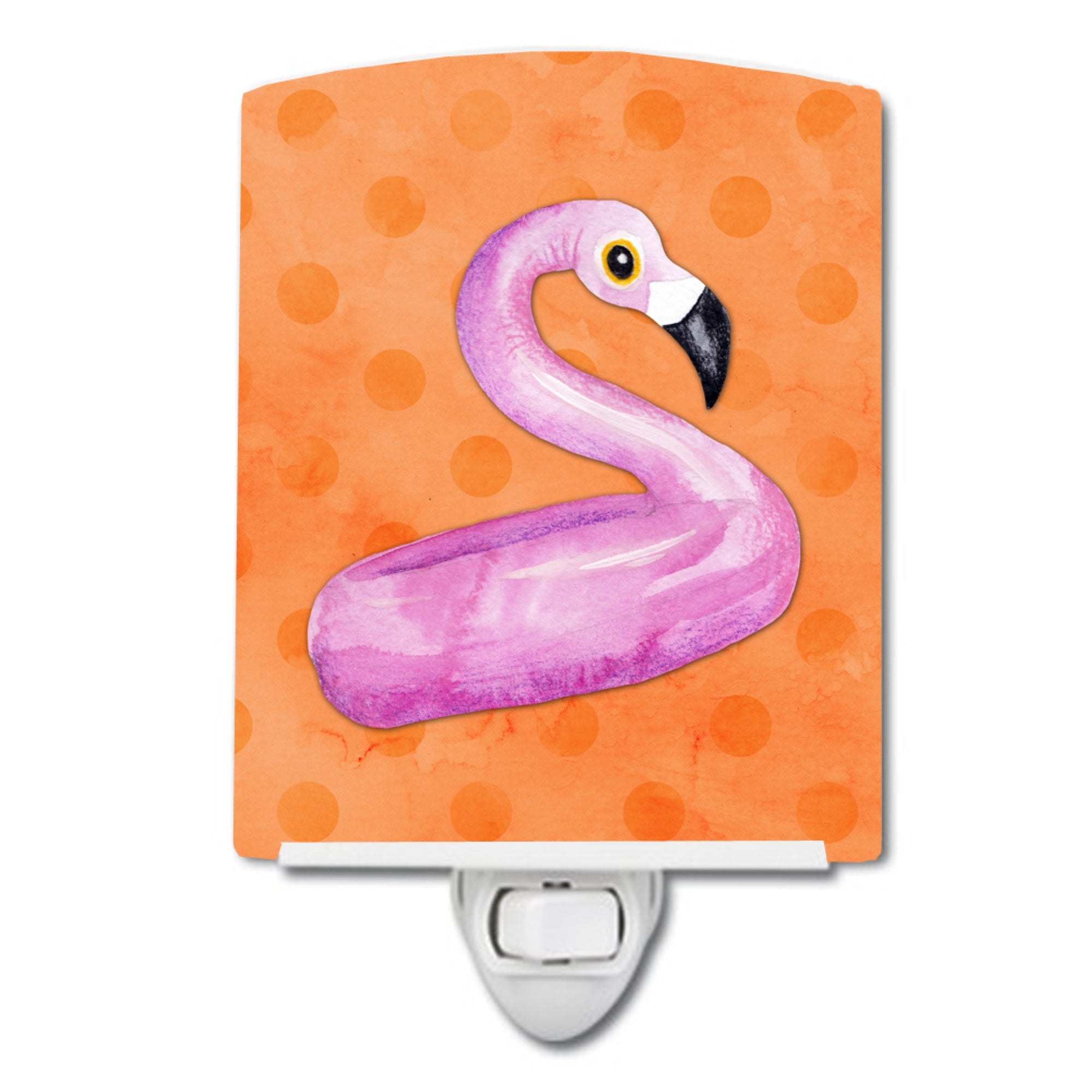  inchCarolines Treasures Flamingo Floaty Orange Polkadot Ceramic Night Light, 6x4, Multicolor inch