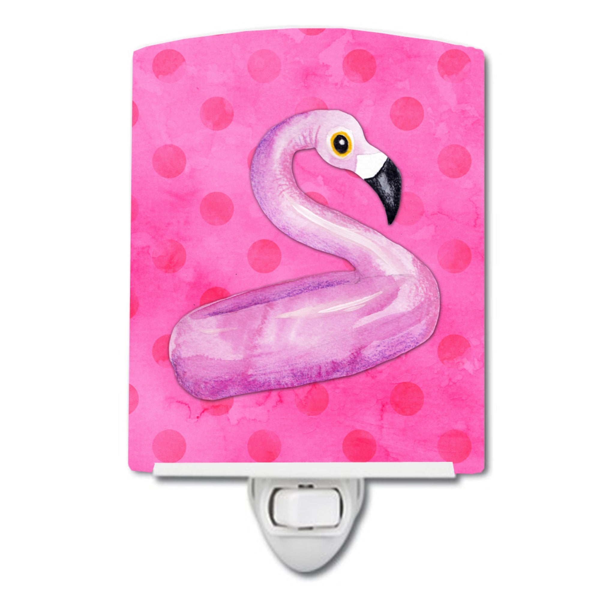  inchCarolines Treasures Flamingo Floaty Pink Polkadot Ceramic Night Light, 6x4, Multicolor inch