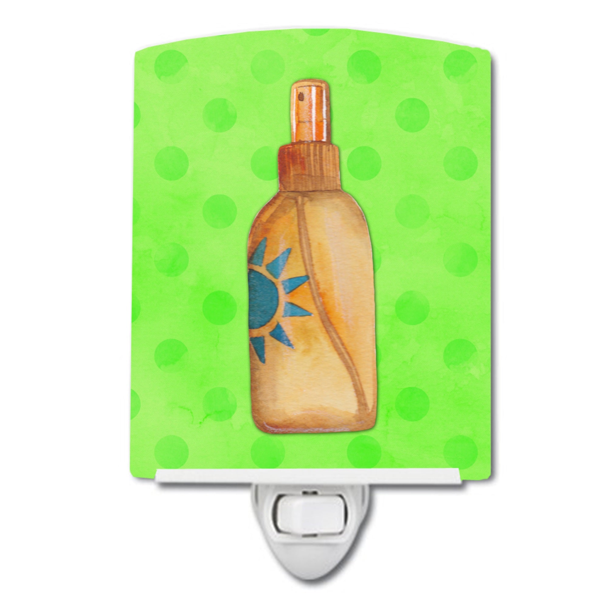  inchCarolines Treasures Message in a Bottle Green Polkadot Ceramic Night Light, 6x4, Multicolor inch