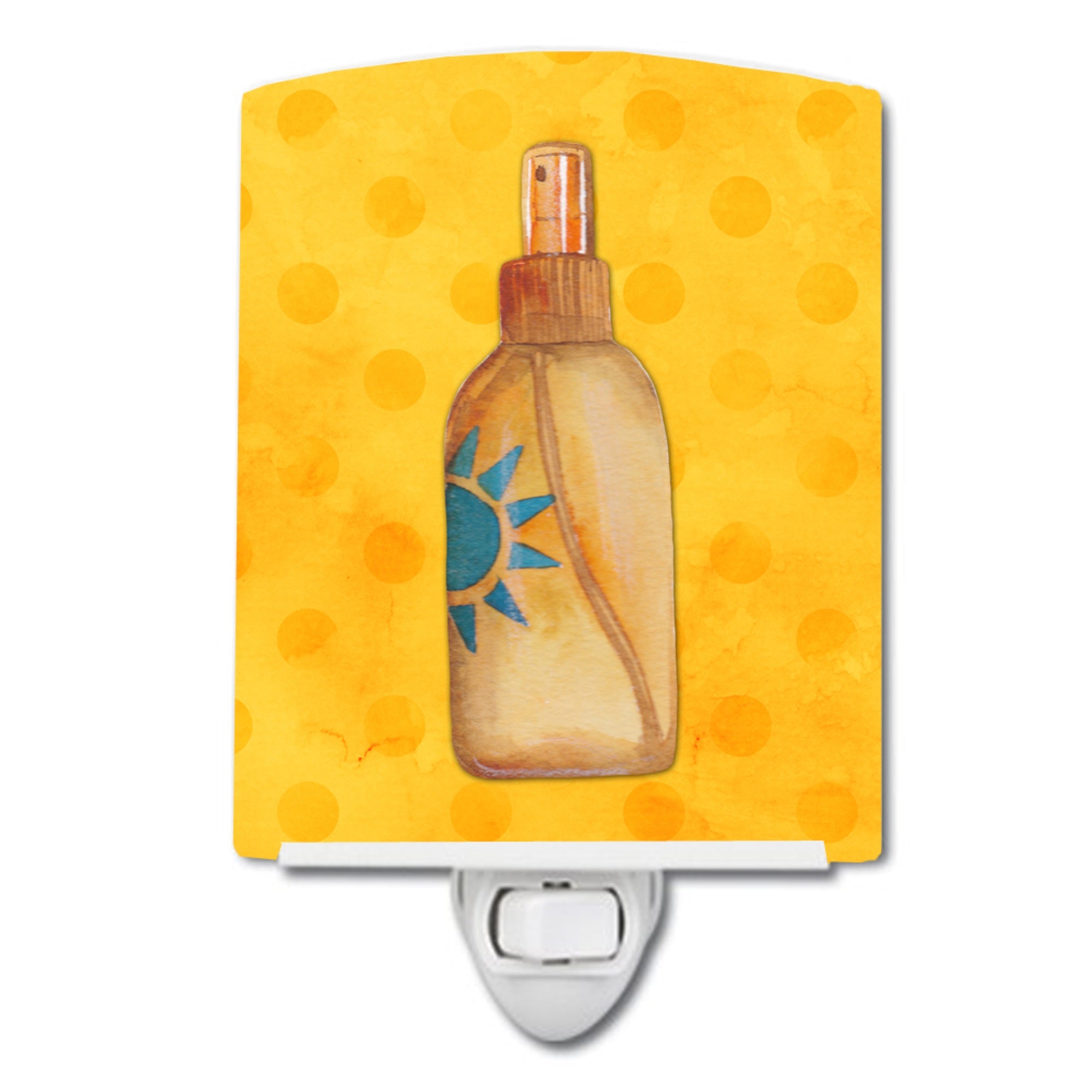  inchCarolines Treasures Message in a Bottle Yellow Polkadot Ceramic Night Light, 6x4, Multicolor inch