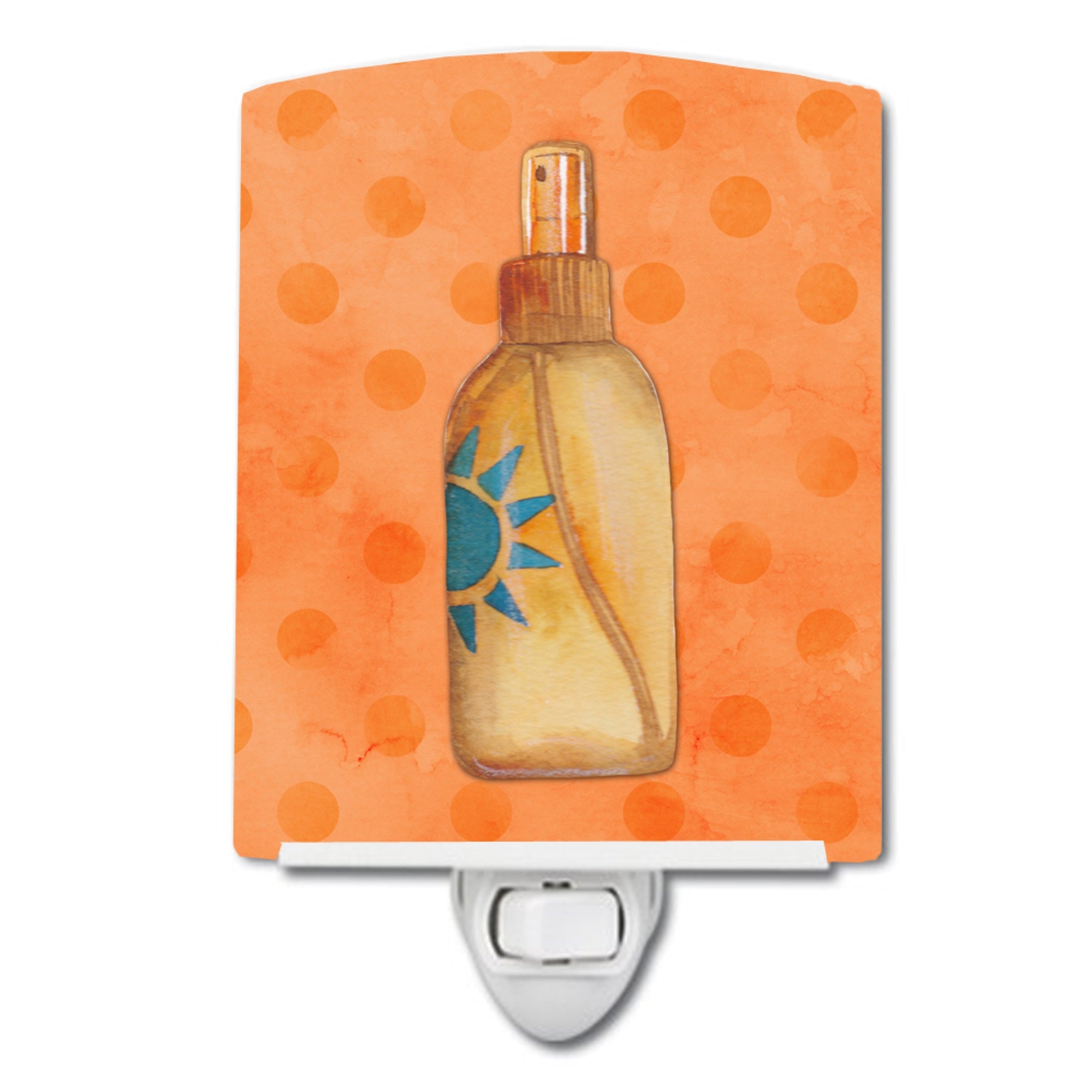  inchCarolines Treasures Message in a Bottle Orange Polkadot Ceramic Night Light, 6x4, Multicolor inch