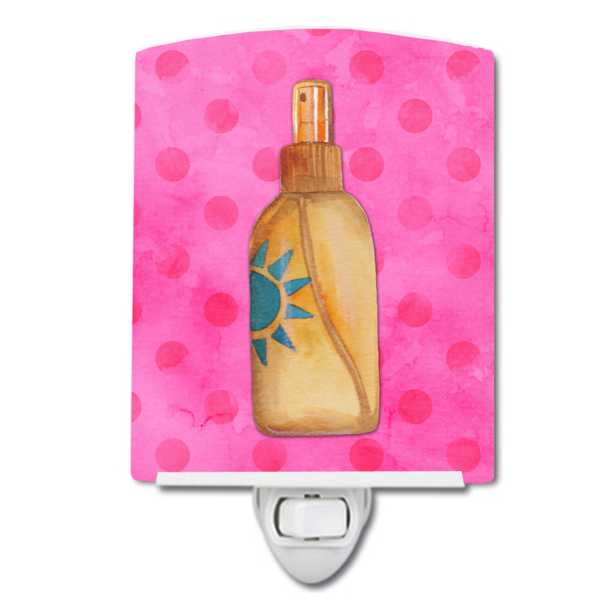  inchCarolines Treasures Message in a Bottle Pink Polkadot Ceramic Night Light, 6x4, Multicolor inch