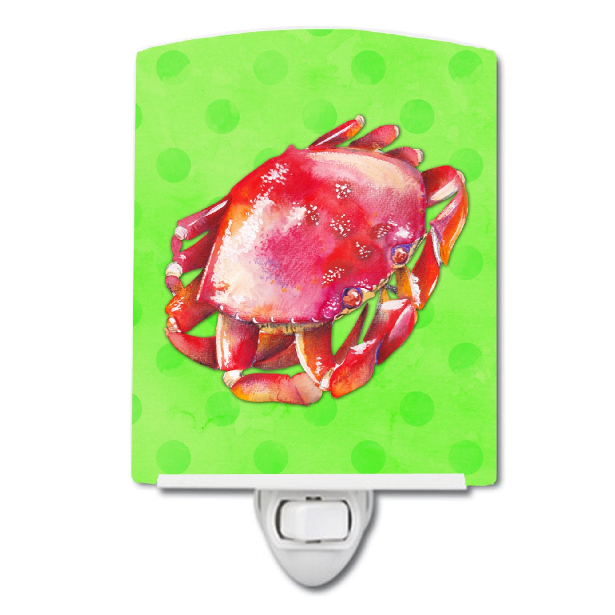  inchCarolines Treasures Crab Green Polkadot Ceramic Night Light, 6x4, Multicolor inch