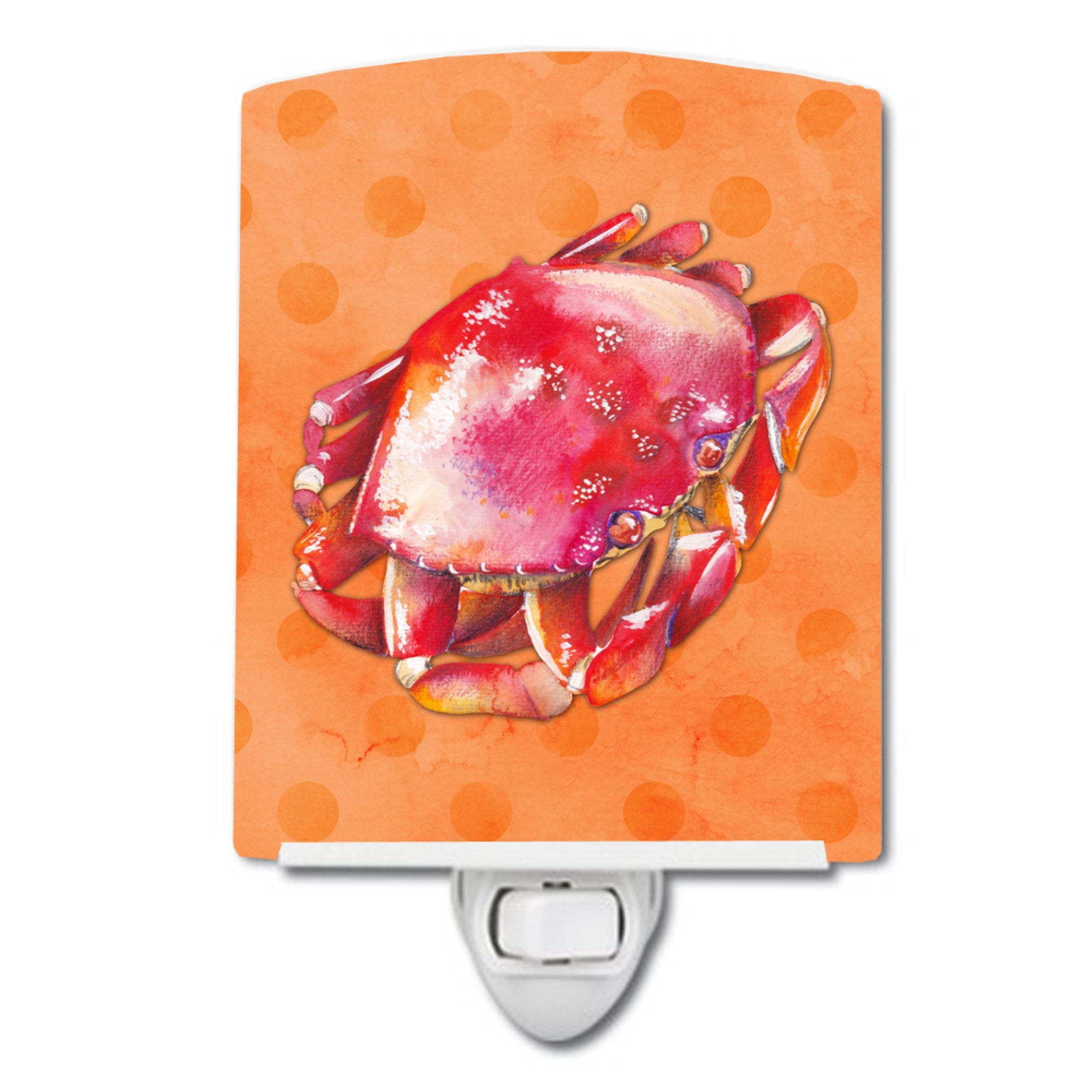  inchCarolines Treasures Crab Orange Polkadot Ceramic Night Light, 6x4, Multicolor inch