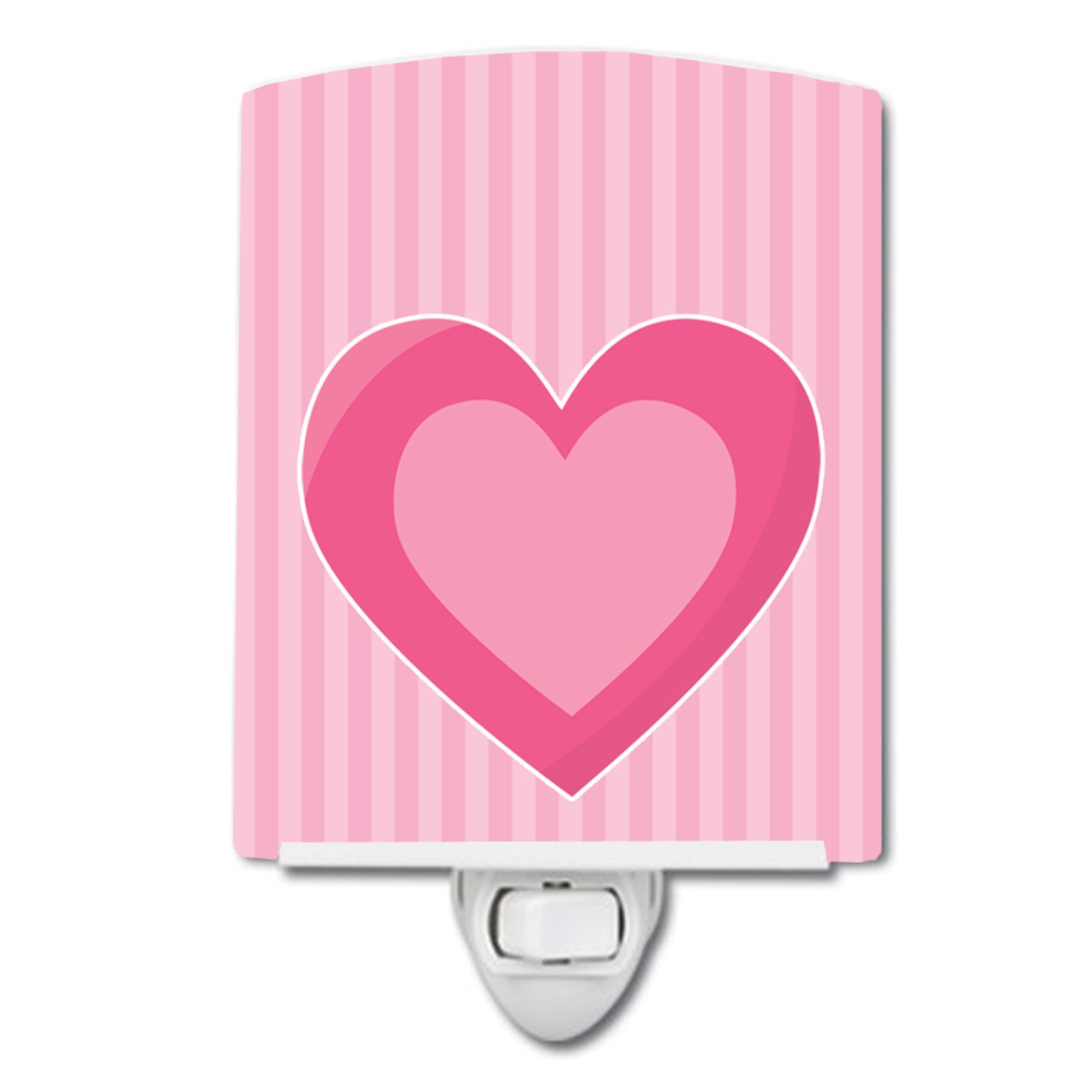  inchCarolines Treasures Hearts Ceramic Night Light, Stripes, Pink, 6 inch inch x 4 inch inch inch