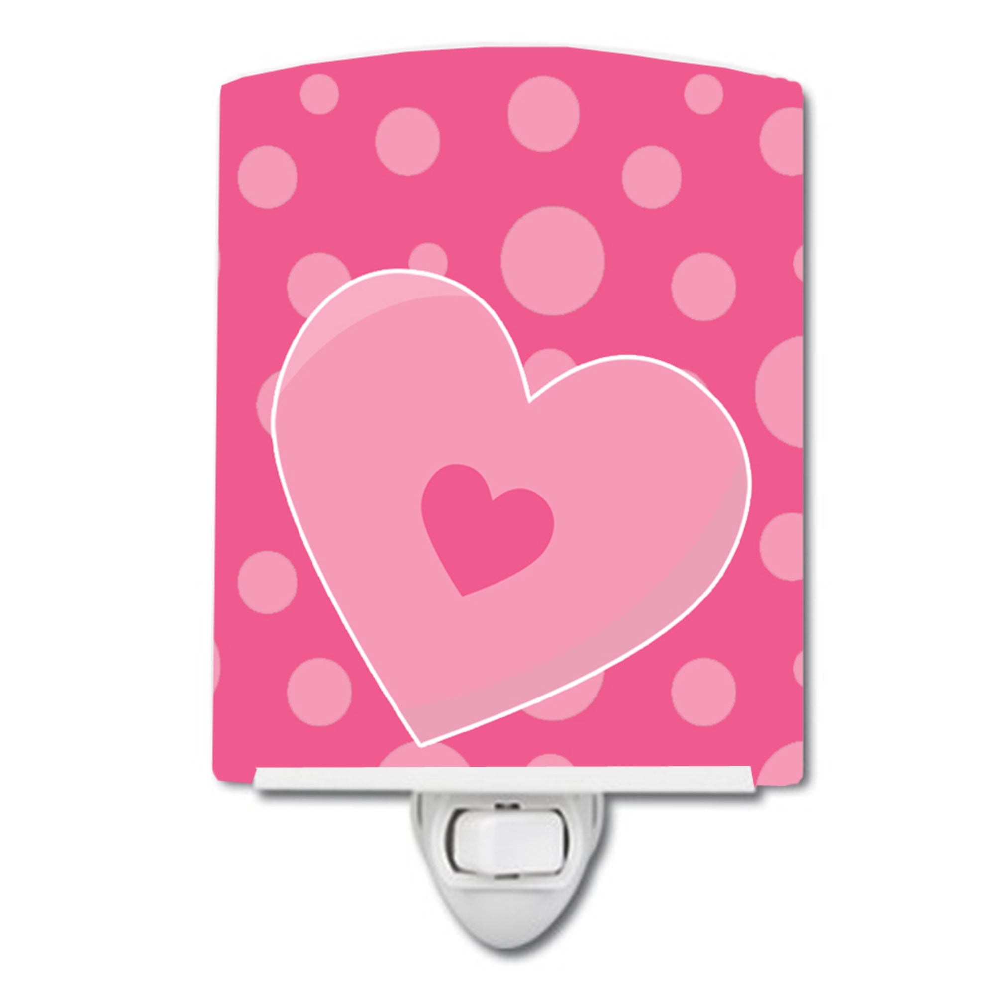  inchCarolines Treasures Hearts Ceramic Night Light, Polka Dots, Pink, 6 inch inch x 4 inch inch inch