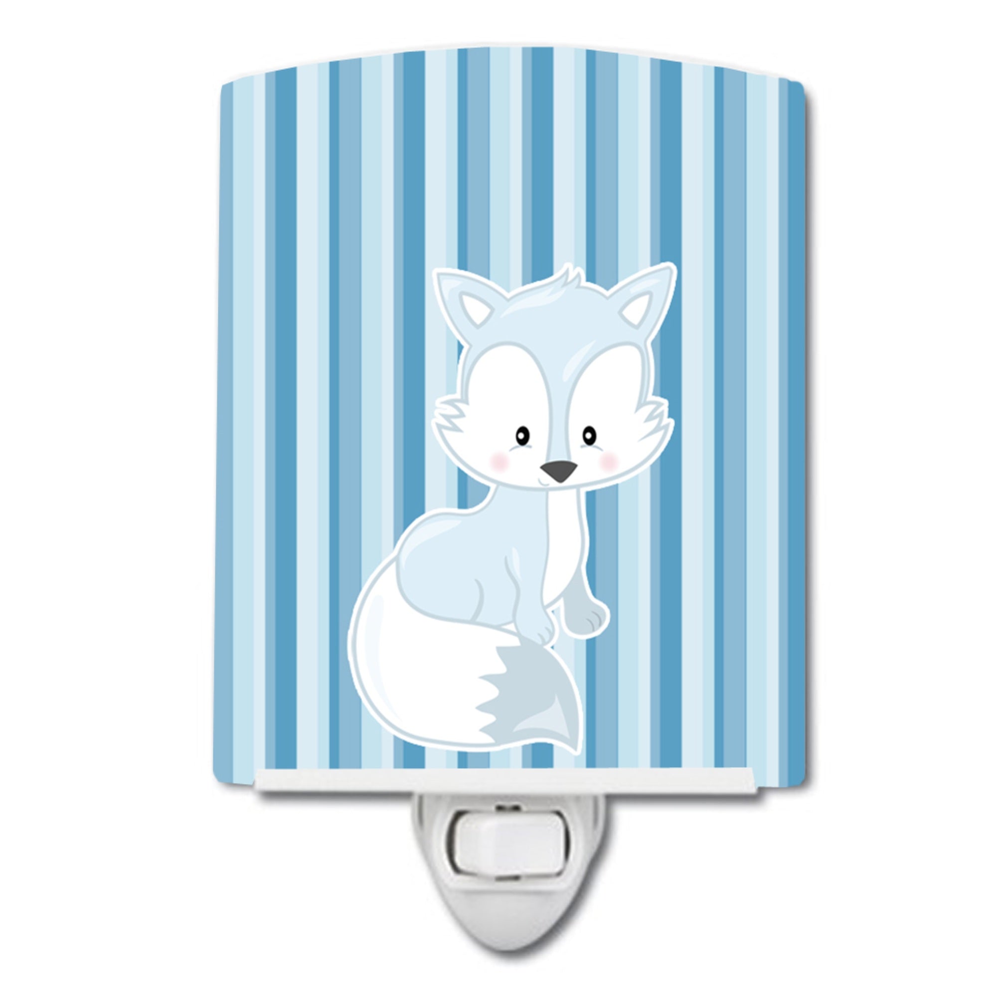  inchCarolines Treasures Fox Ceramic Night Light, Stripes, Blue, 6 inch inch x 4 inch inch inch