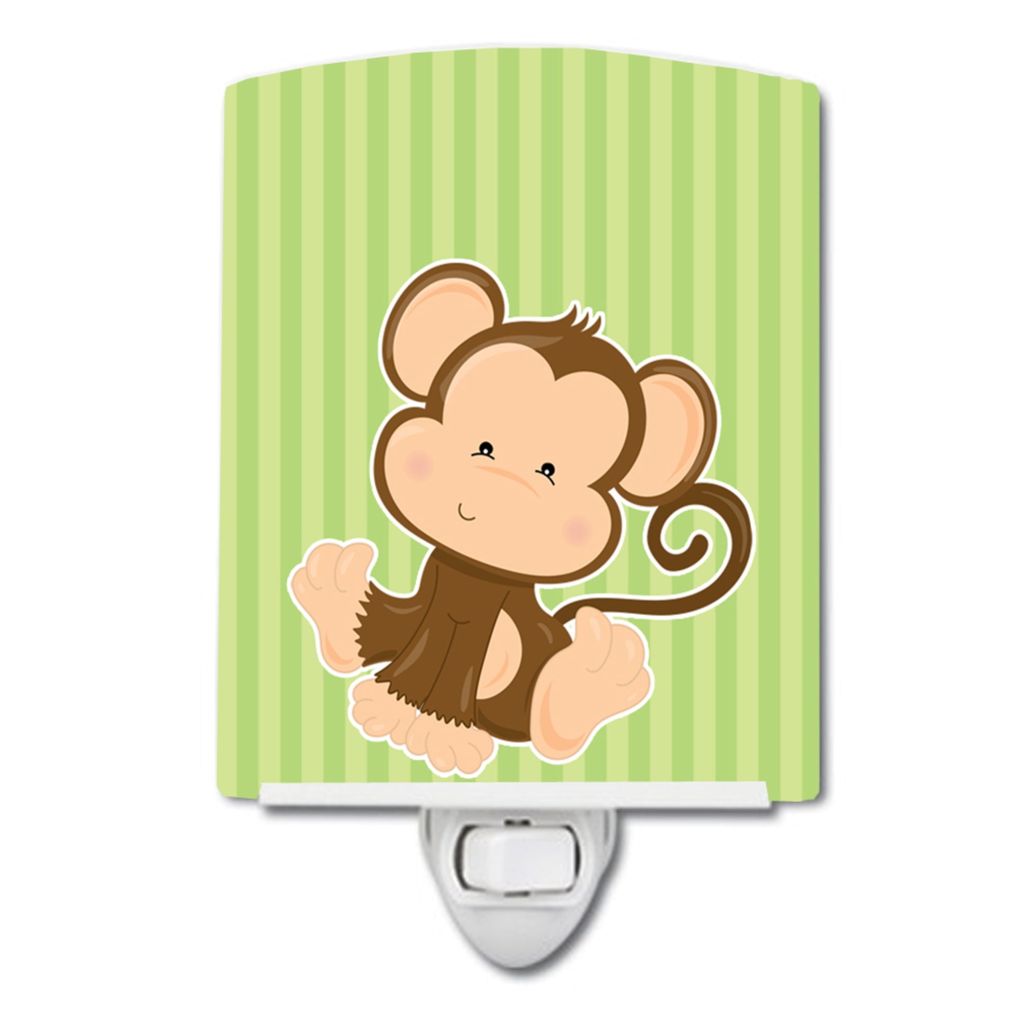  inchCarolines Treasures Monkey Ceramic Night Light, Stripes, Green, 6 inch inch x 4 inch inch inch